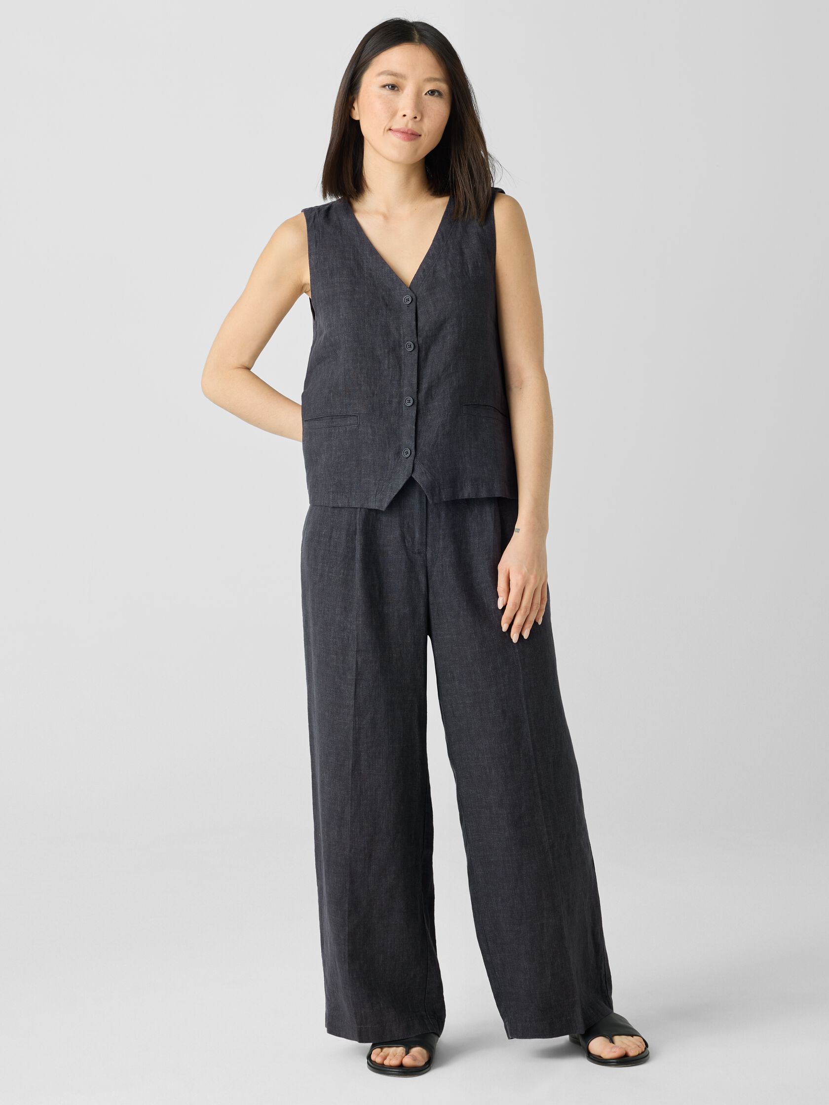 Washed Organic Linen Délavé Vest