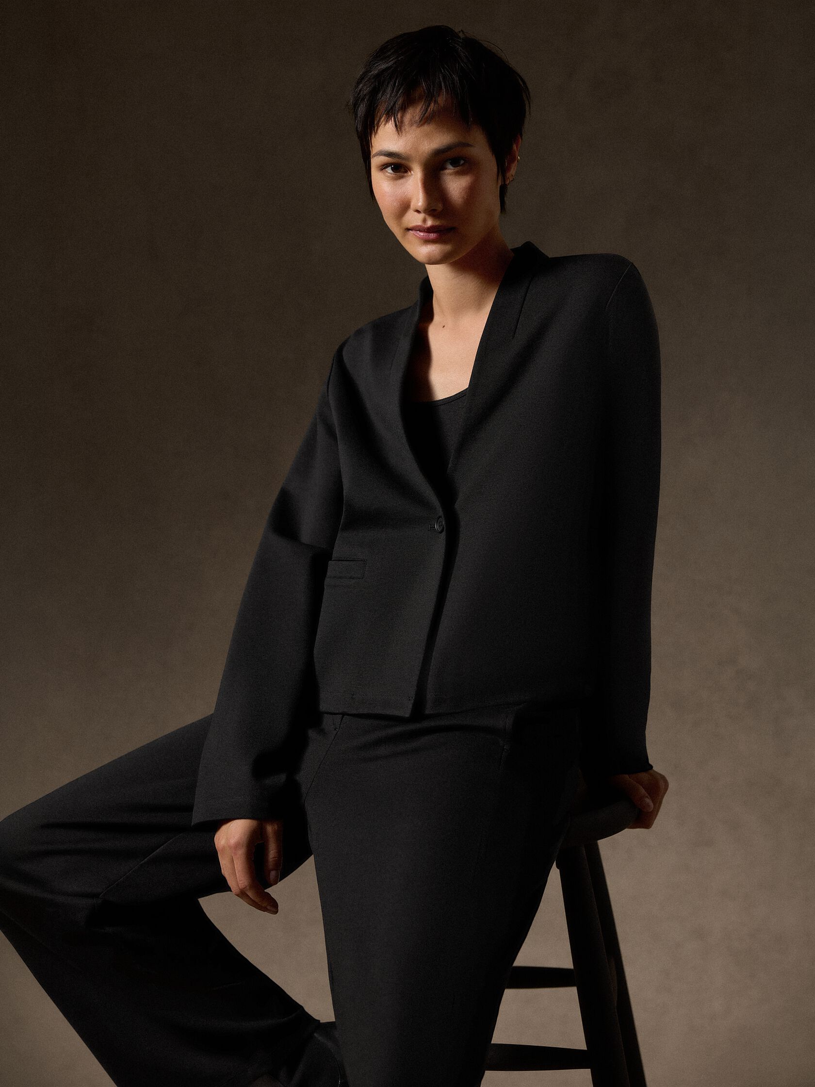 Washable Flex Ponte High Neck Jacket