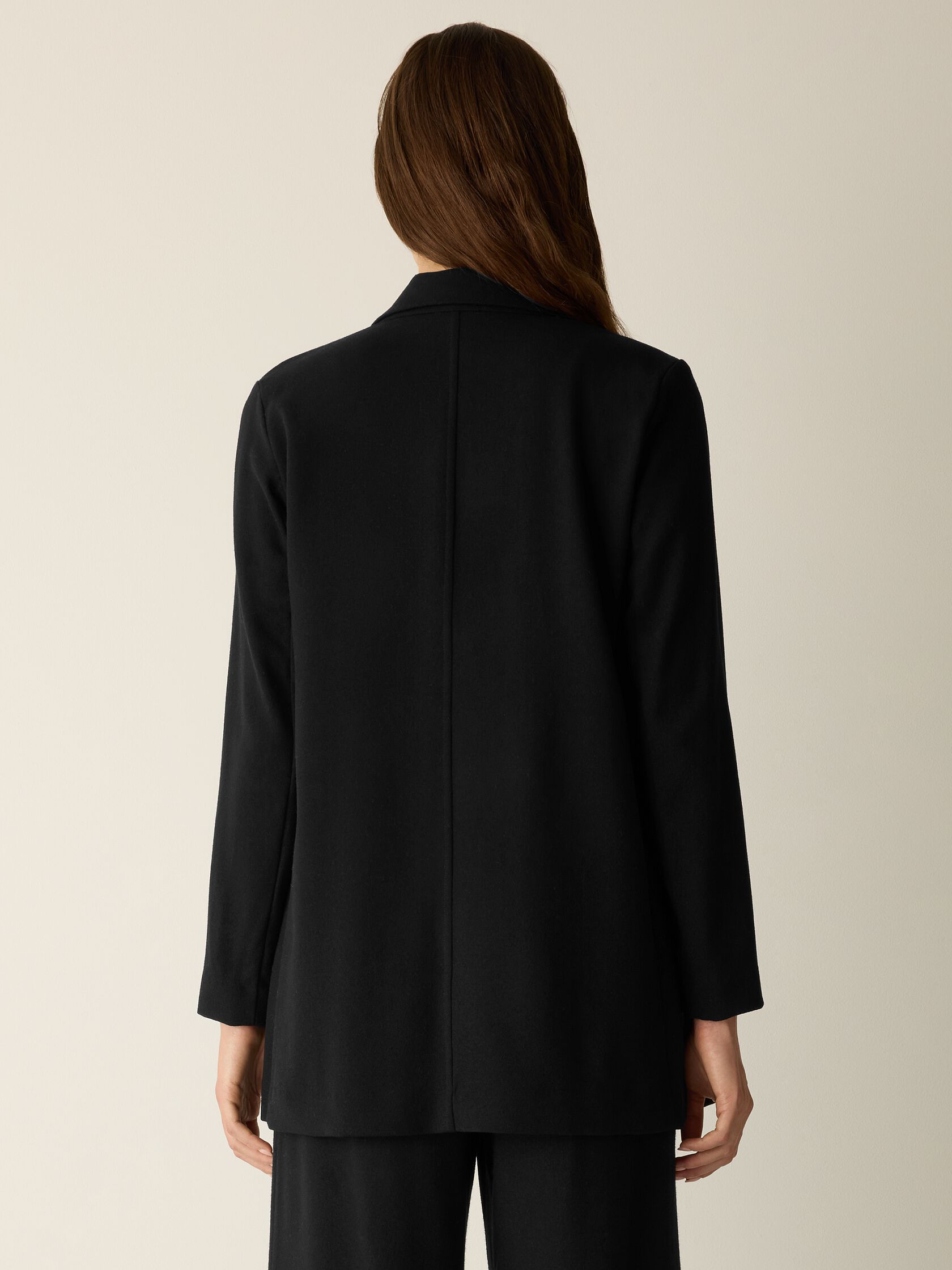 Stretch Wool Crepe Long Blazer