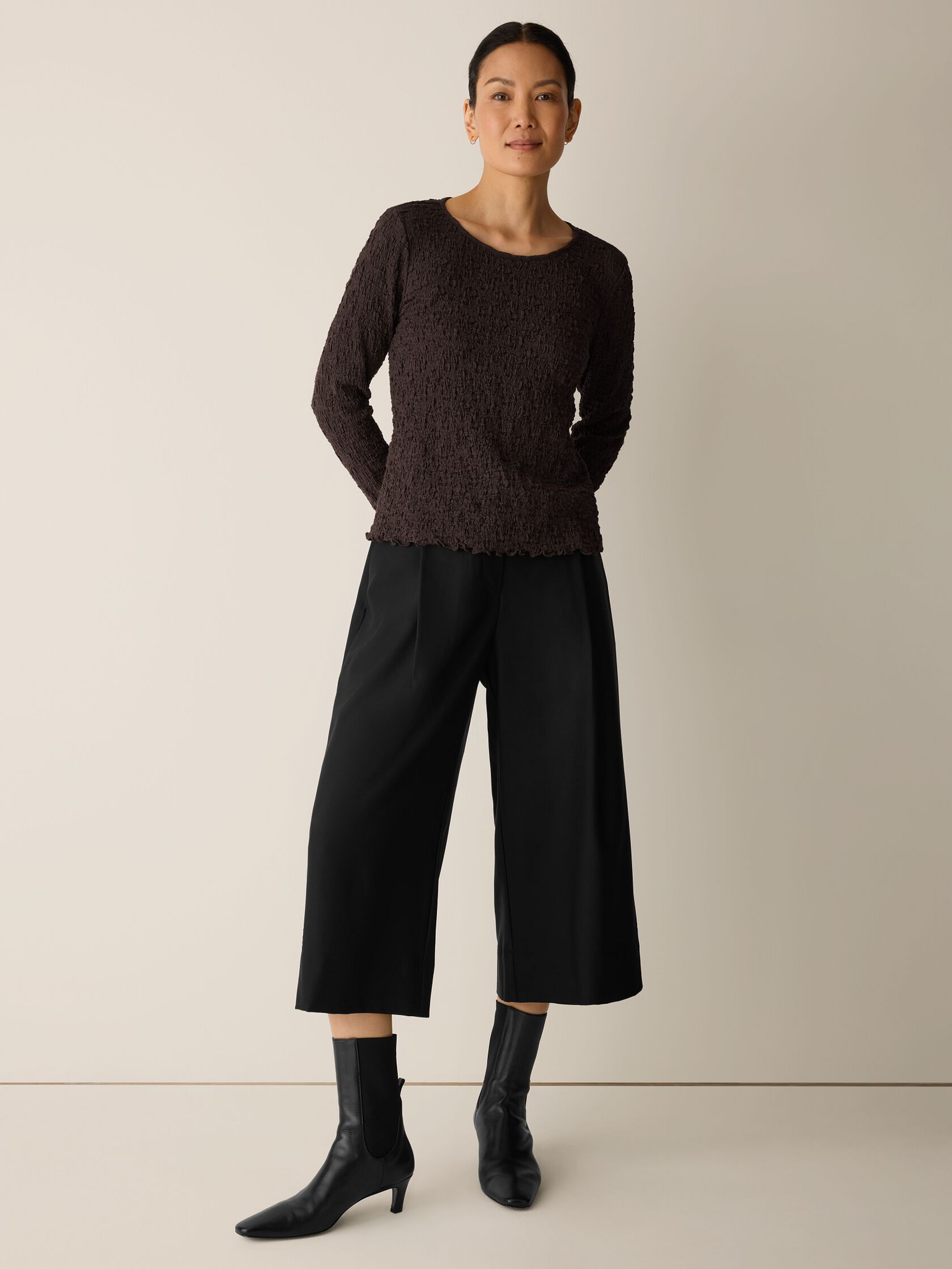 Bubble Jacquard Round Neck Top