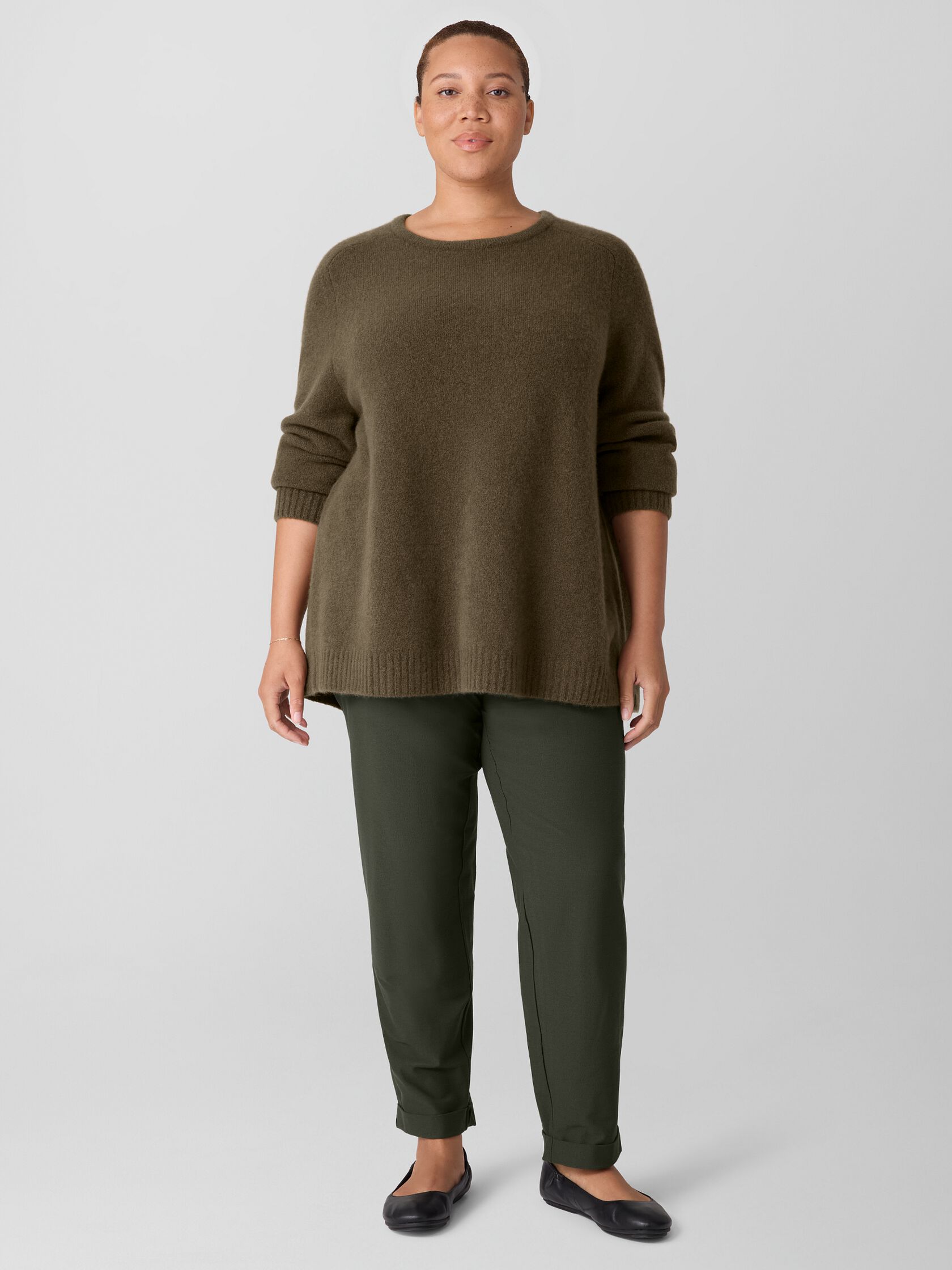 Washable Stretch Crepe Cuffed Pant