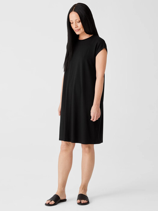 eileen fisher linen cap sleeve dress EILEEN FISHER Washed-Organic-Linen Dlav Collared Cap-Sleeve Dress