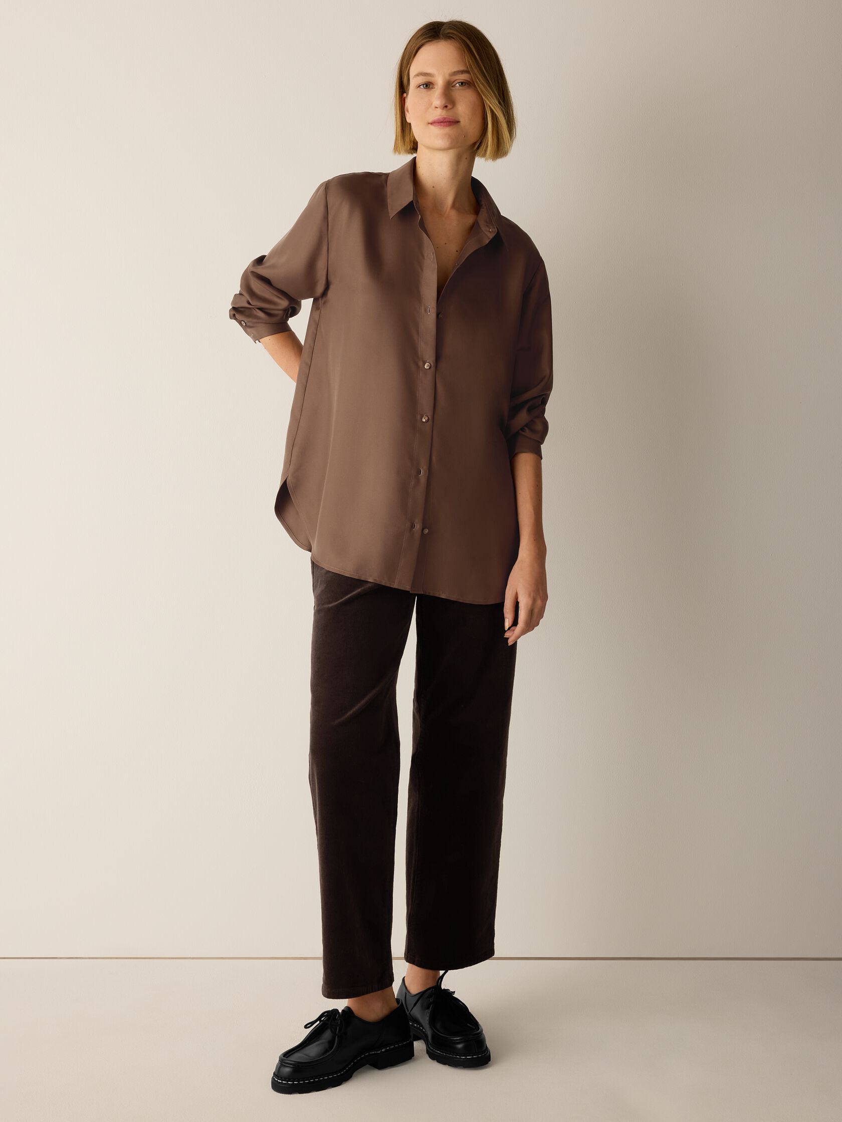 Silk Twill Classic Collar Shirt