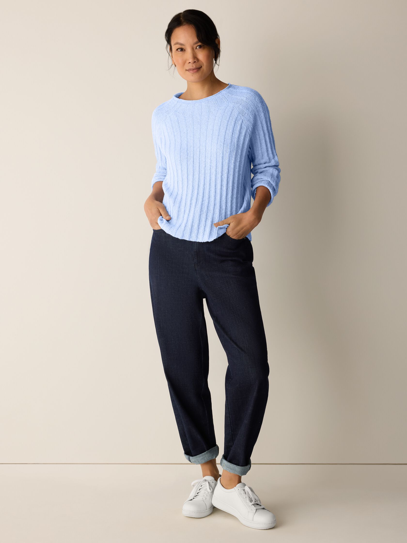 Peruvian Cotton Cloud Jewel Neck Top