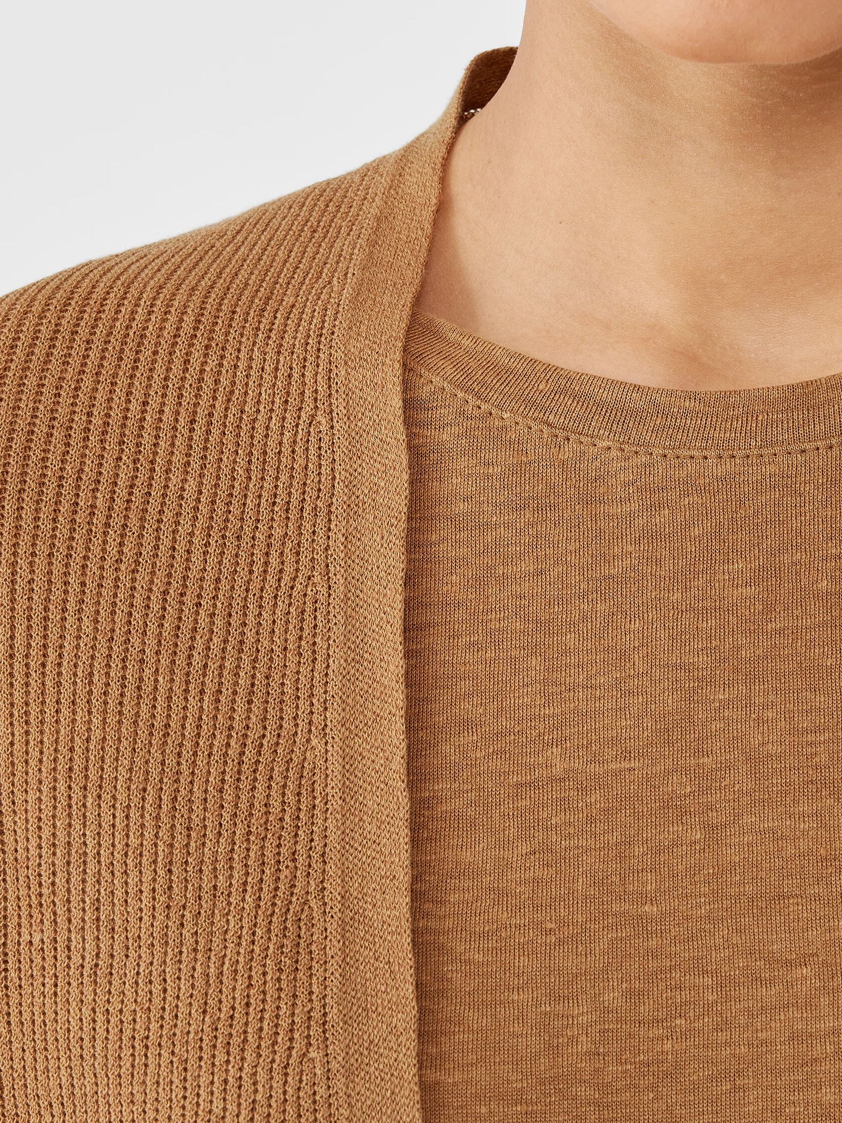 Organic Linen Cotton Tuck Cropped Cardigan