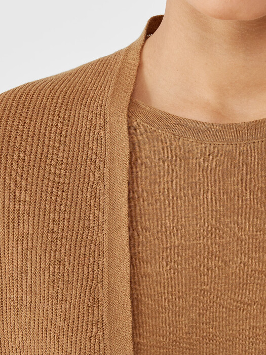 Organic Linen Cotton Tuck Cropped Cardigan