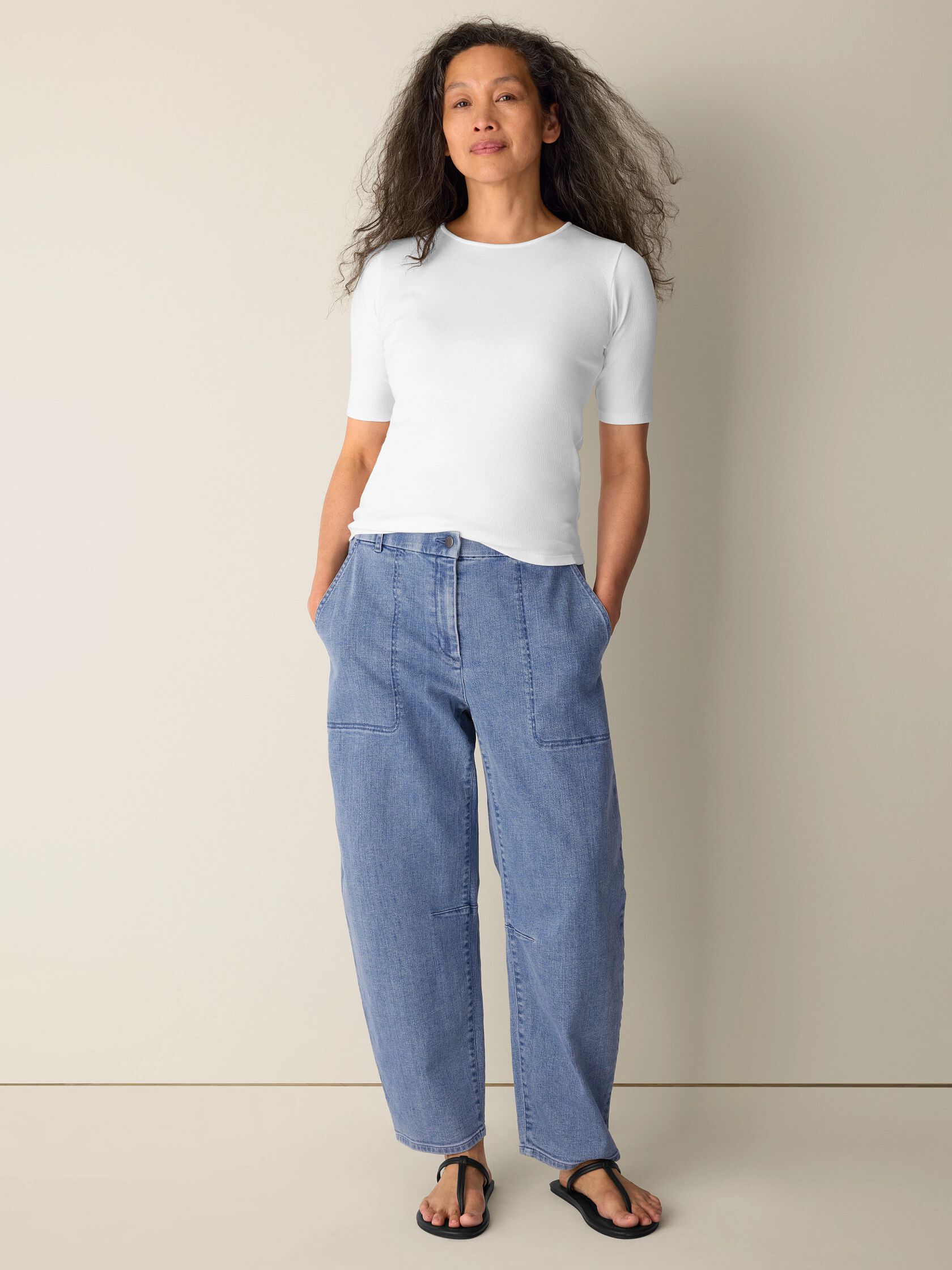 Organic Cotton Stretch Rib Crew Neck Tee