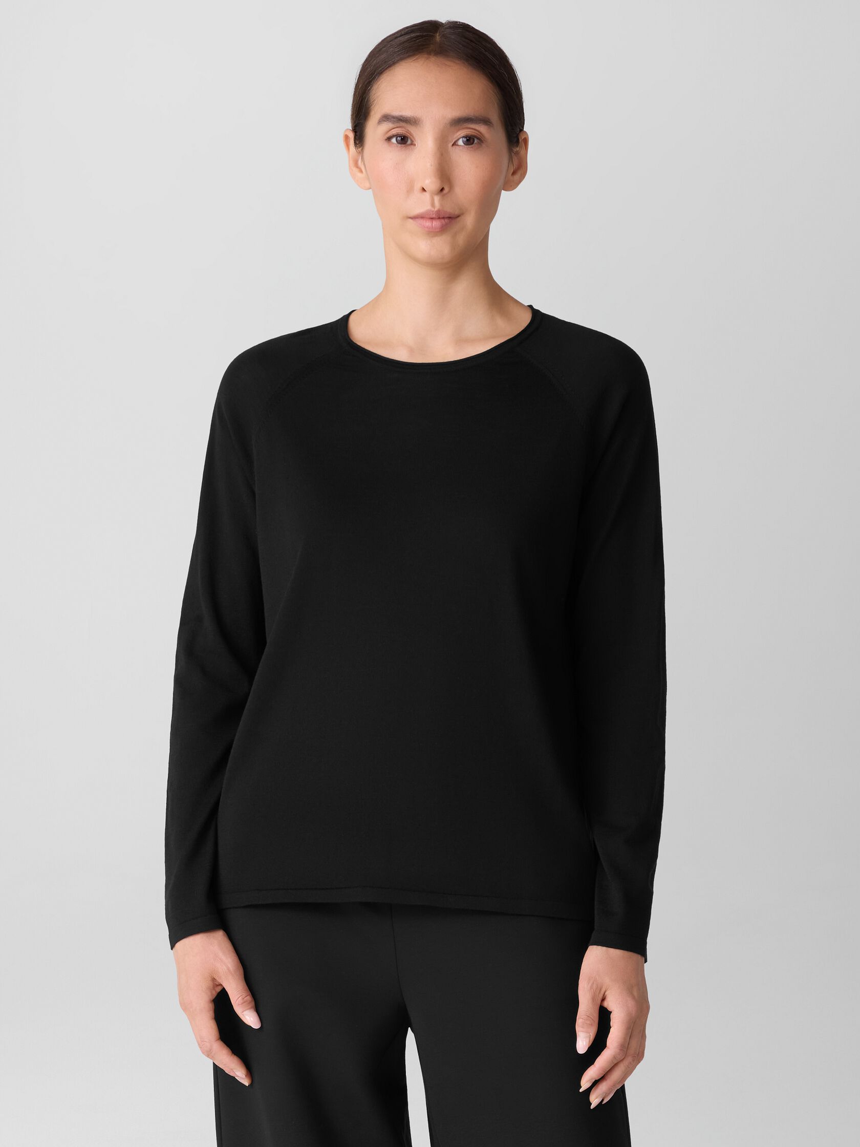 Superfine Merino Crew Neck Top in Regenerative Wool