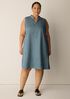 Organic Linen Split Neck Dress