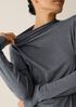 M&eacute;lange Sheer Cotton Blend Knit Funnel Neck Top
