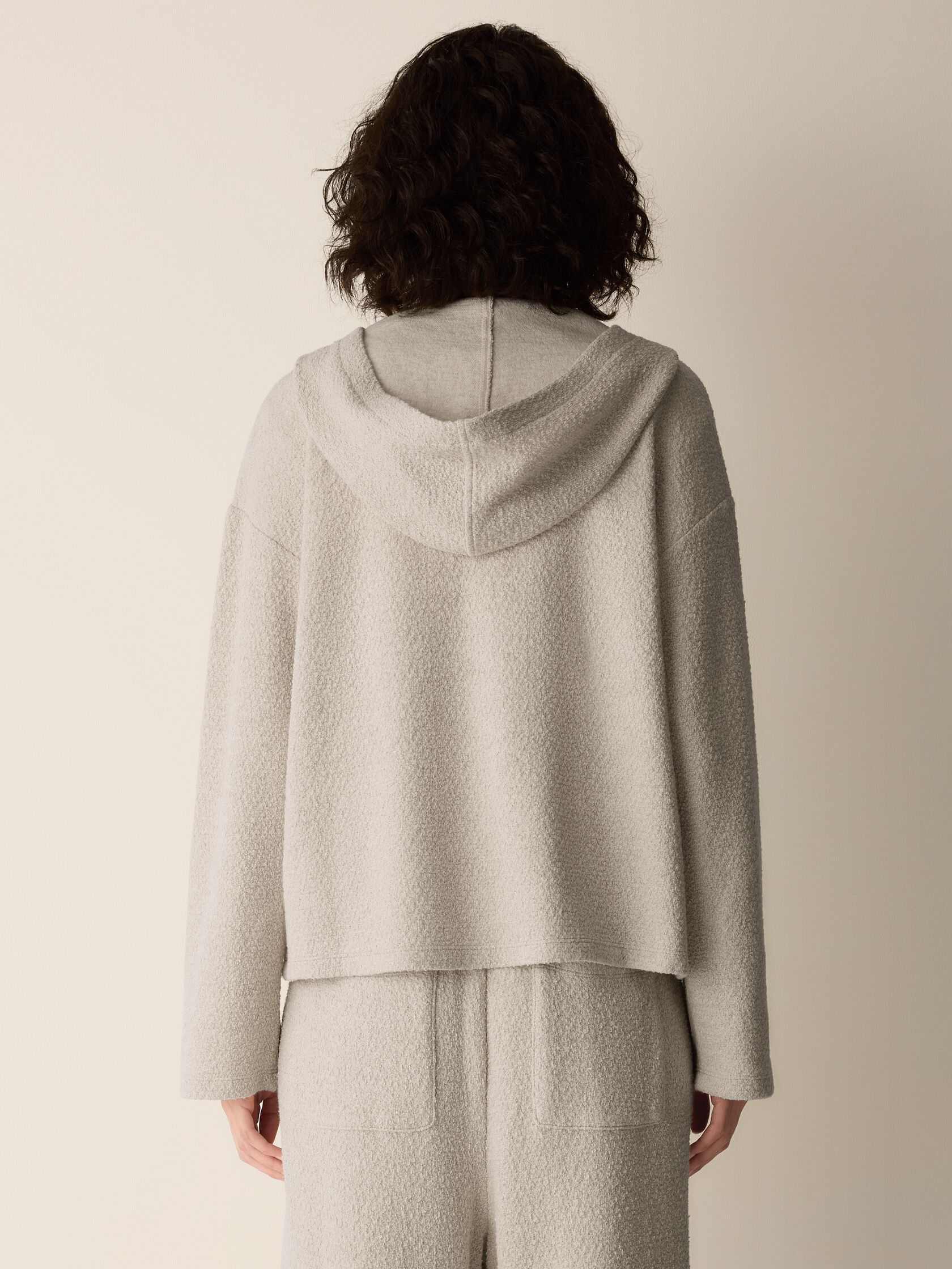 Organic Cotton Boucle Knit Hooded Jacket