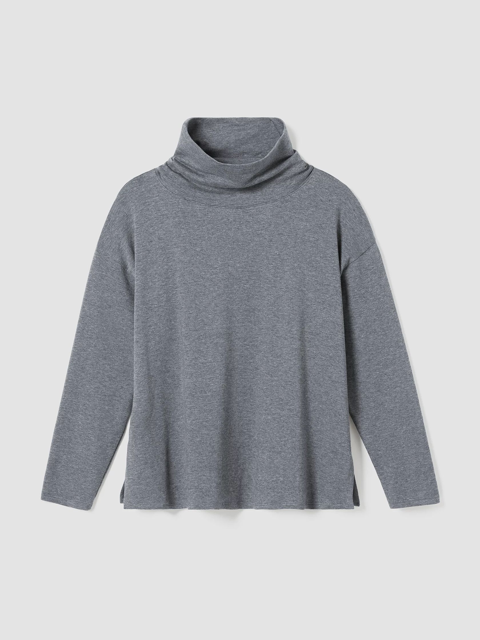 Cozy Brushed Terry Hug Funnel Neck Long Top