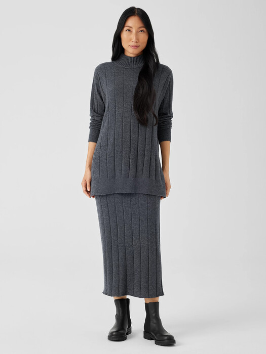 Italian Cashmere Turtleneck Long Top