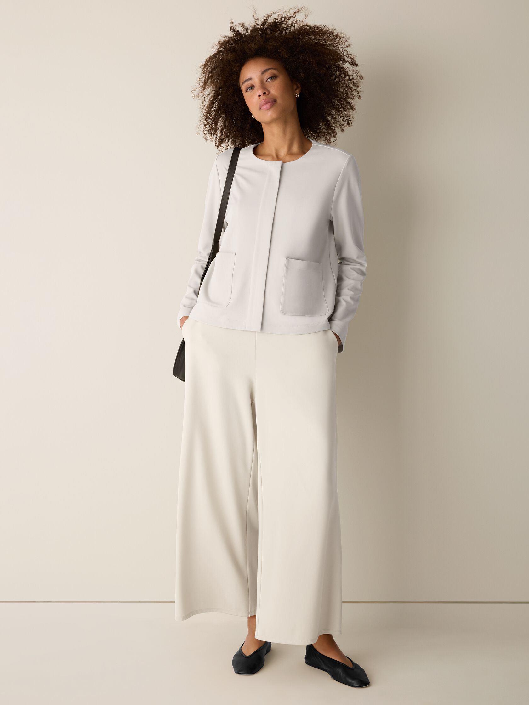 Washable Flex Ponte Round Neck Jacket