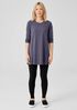 Stretch Jersey Knit Crew Neck Long Top