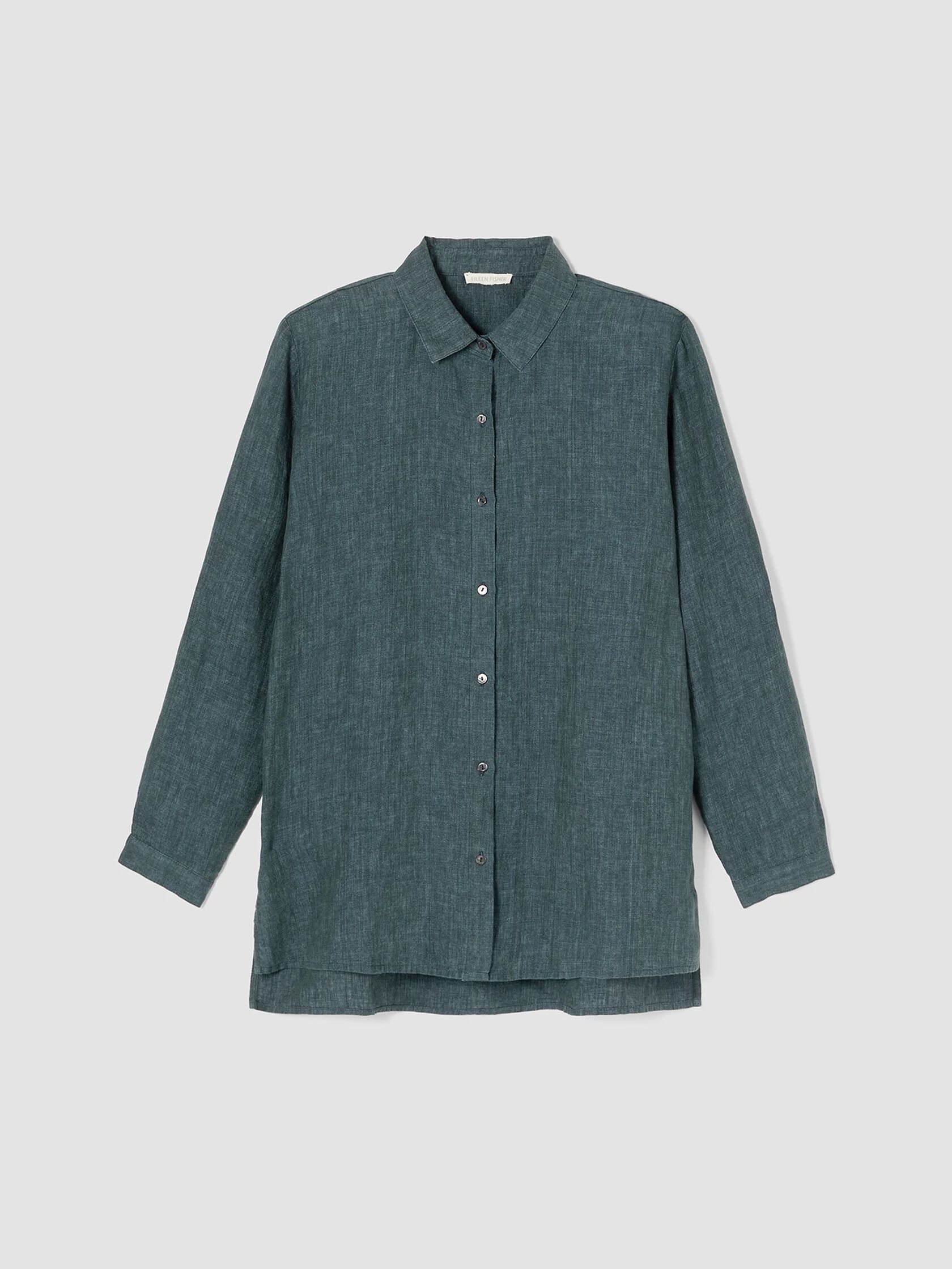 Washed Organic Linen Delave Classic Collar Shirt