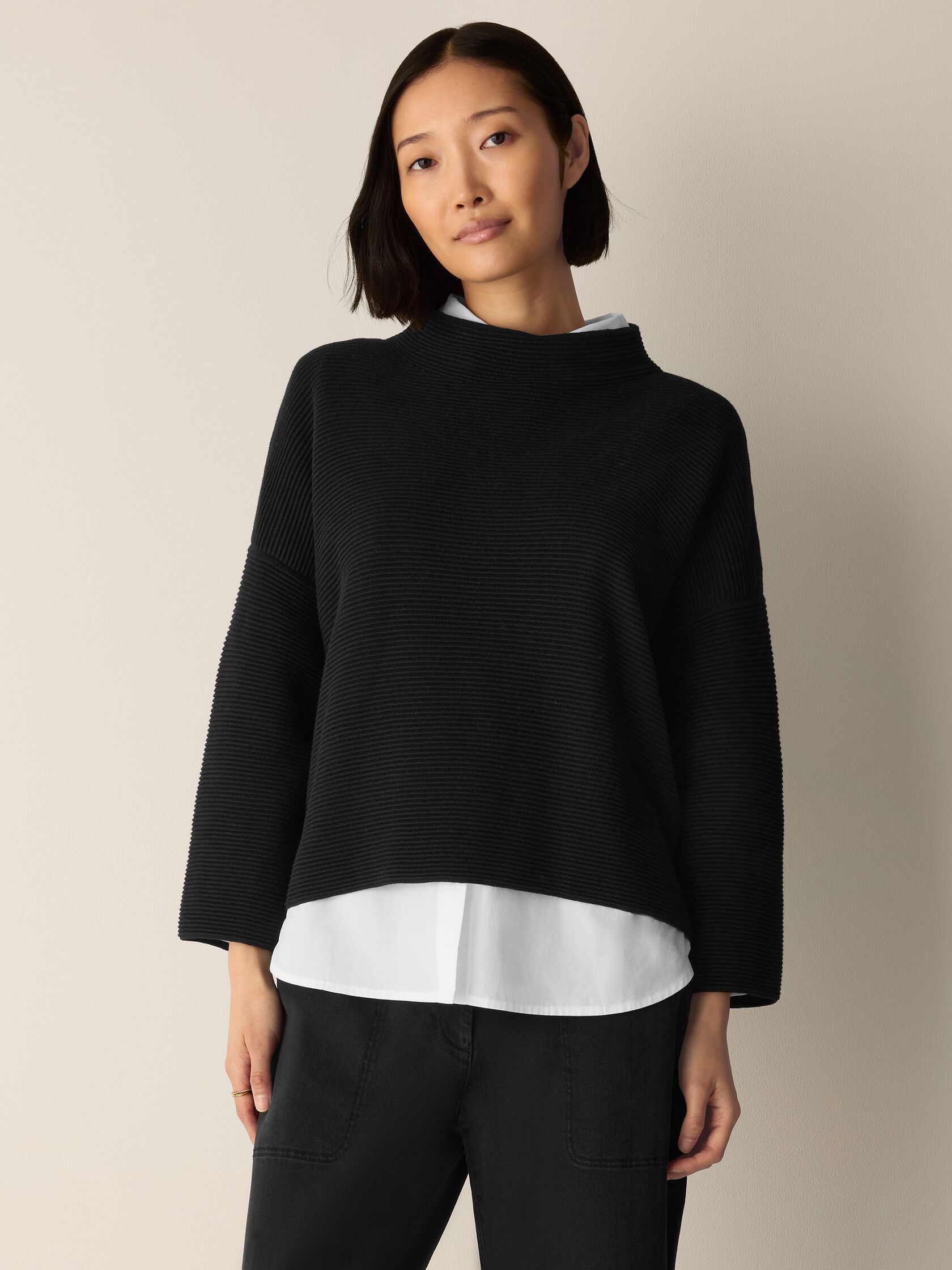 Peruvian Cotton Blend Funnel Neck Top