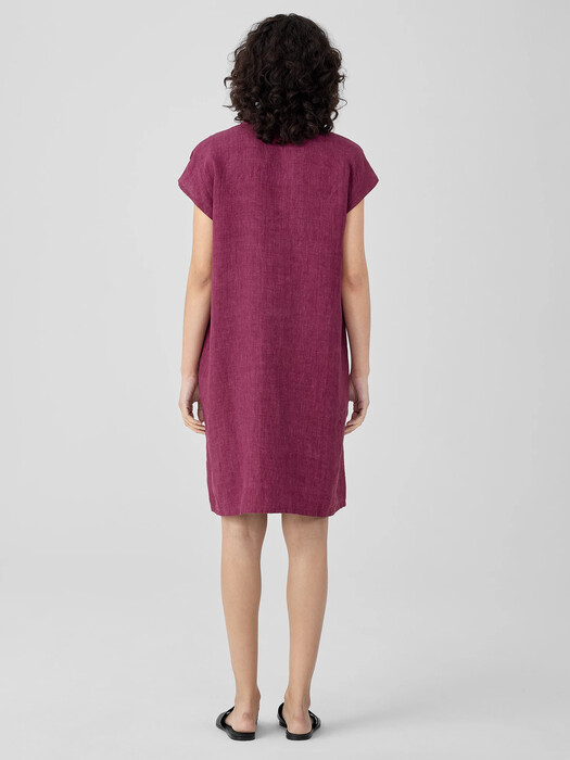 Washed Organic Linen Delave Shirtdress