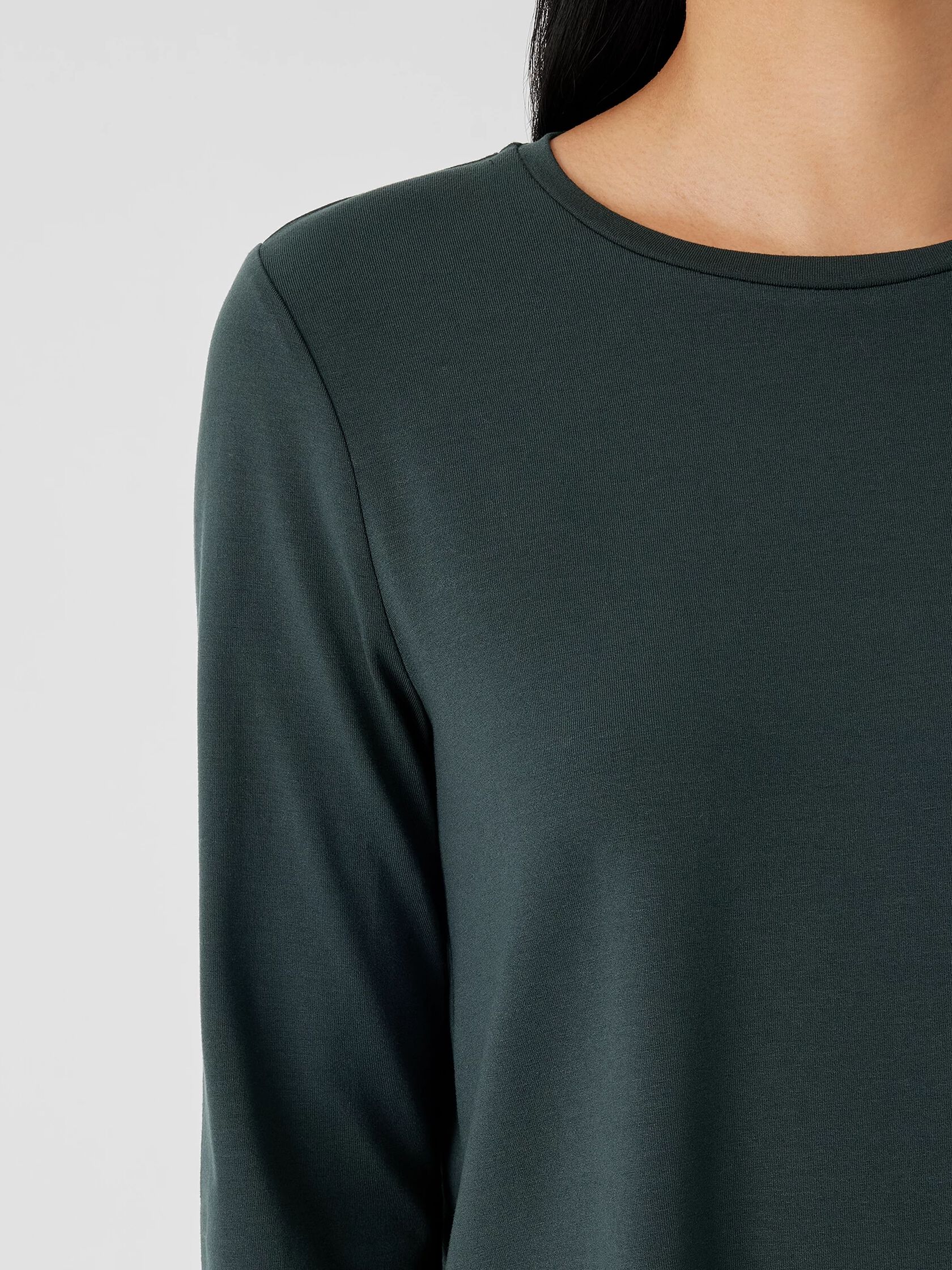 Stretch Jersey Knit Crew Neck Top