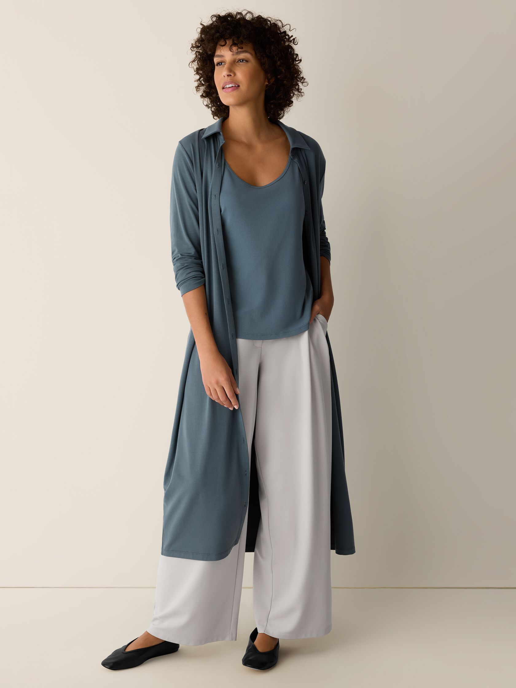 Stretch Silk Jersey Scoop Neck Tank