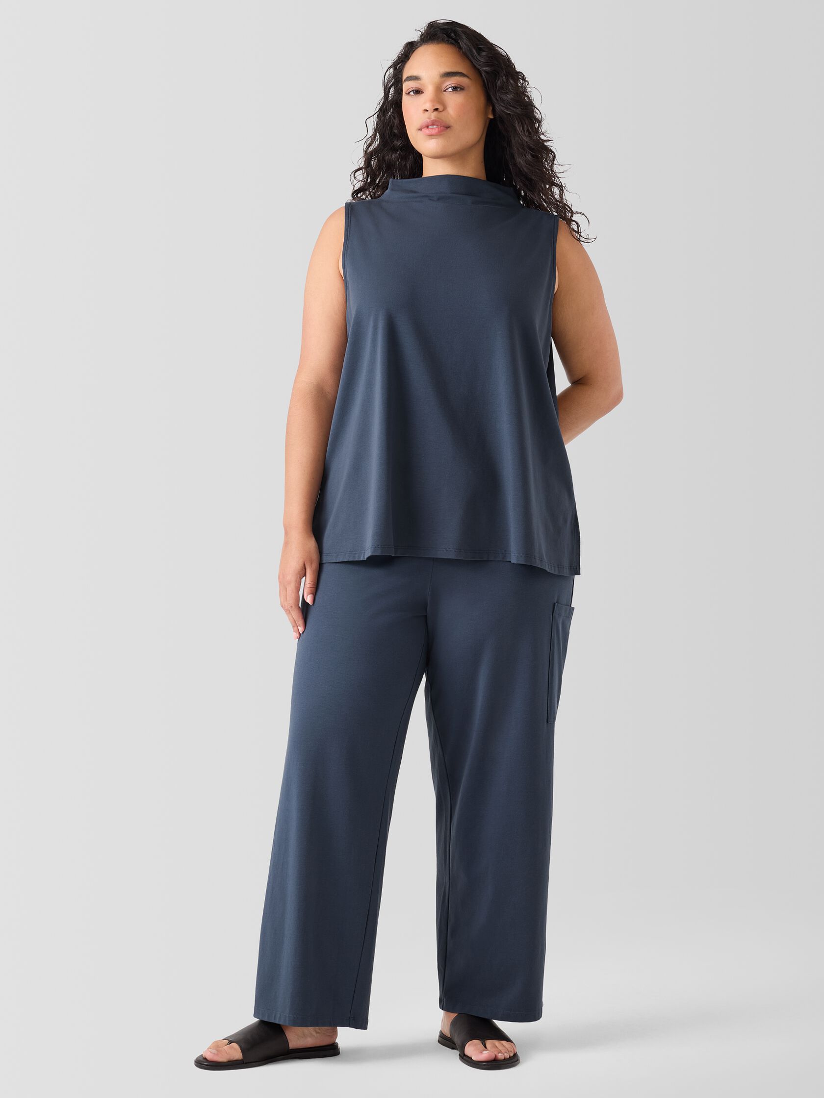 Pima Cotton Stretch Jersey Funnel Neck Tank