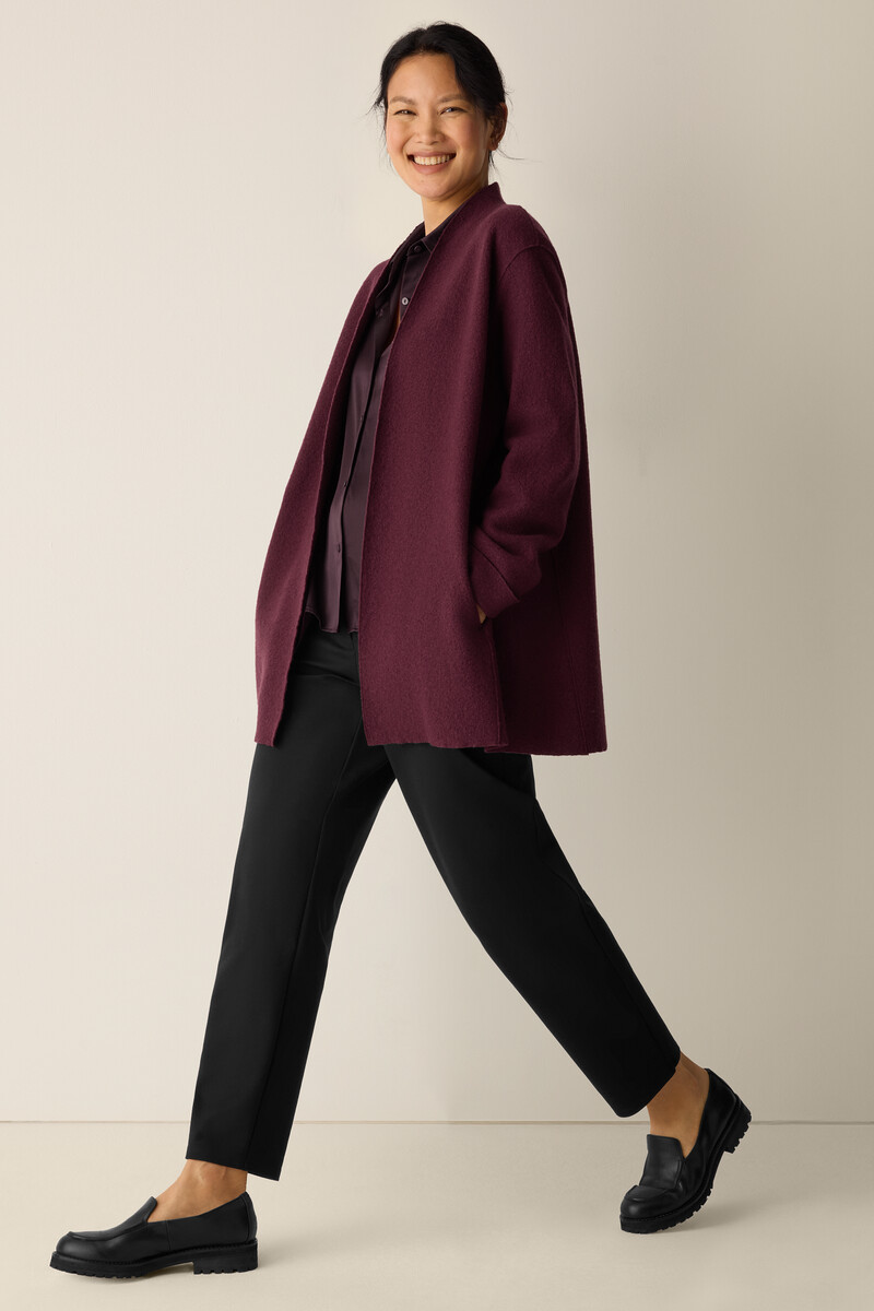 Lightweight Boiled Wool High Collar Jacket in Regenerative Wool Lightweight Boiled Wool High Collar Jacket in Regenerative Wool