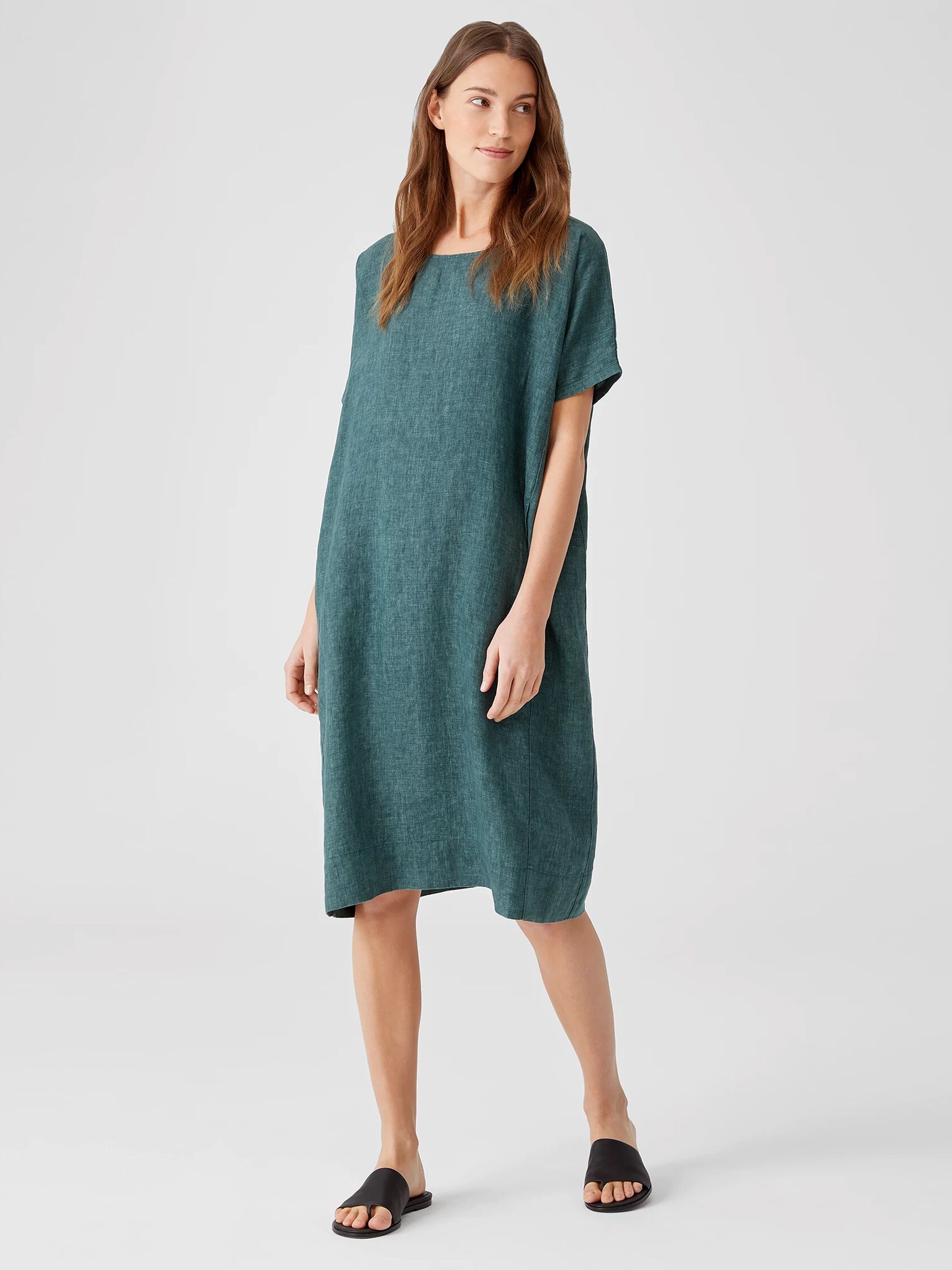 Washed Organic Linen Delave Dress