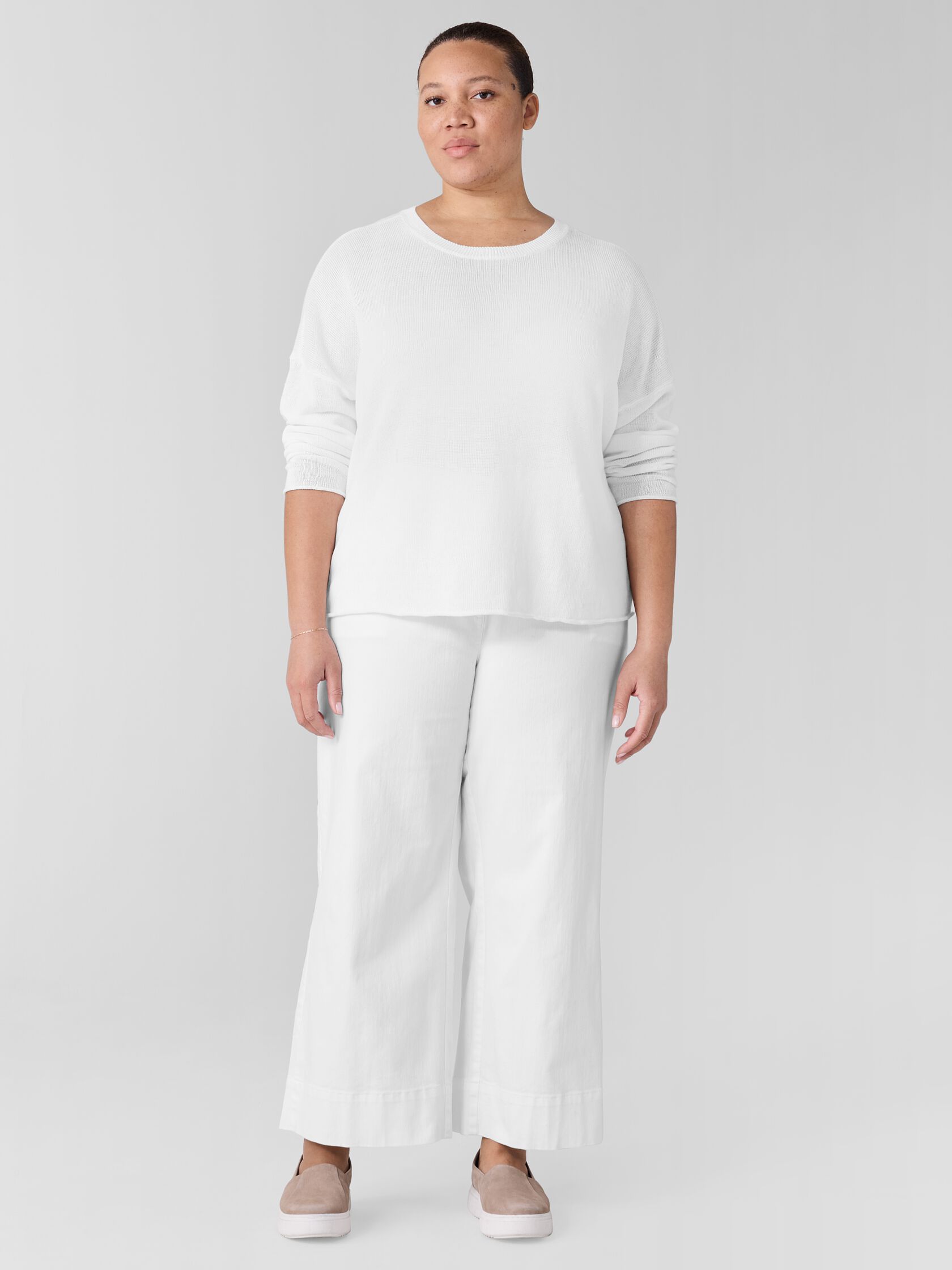 Garment-Dyed Organic Cotton Denim Wide-Leg Jean