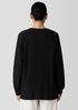 Textured Stretch Rib Round Neck Long-Sleeve Top