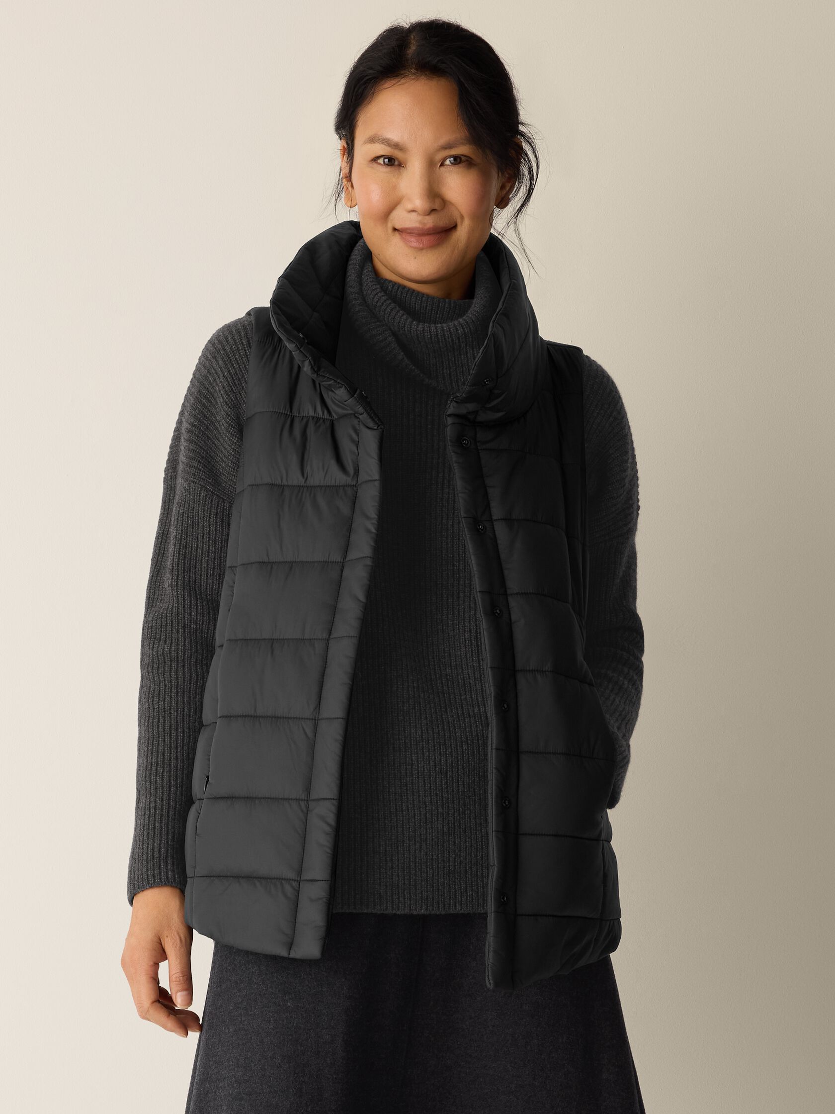 Eggshell Recycled Nylon Stand Collar Vest