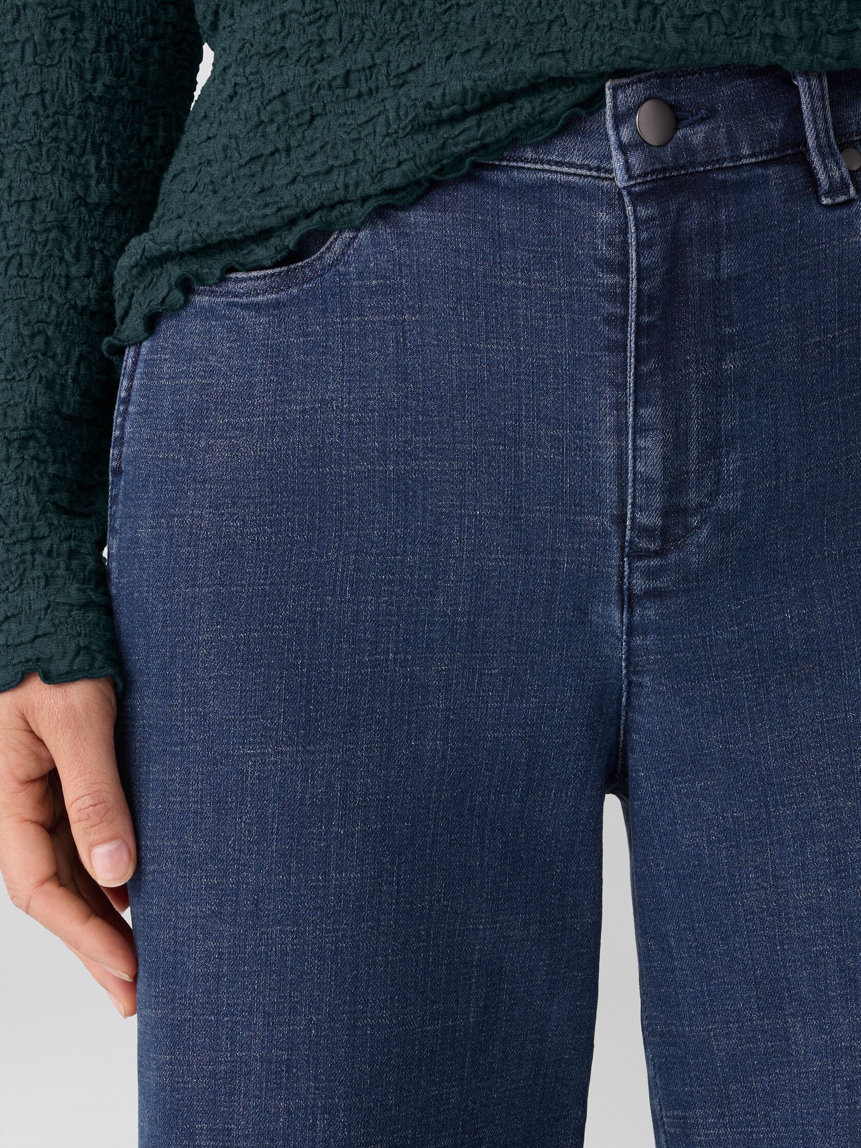 Cotton Stretch Denim Wide-Leg Jean