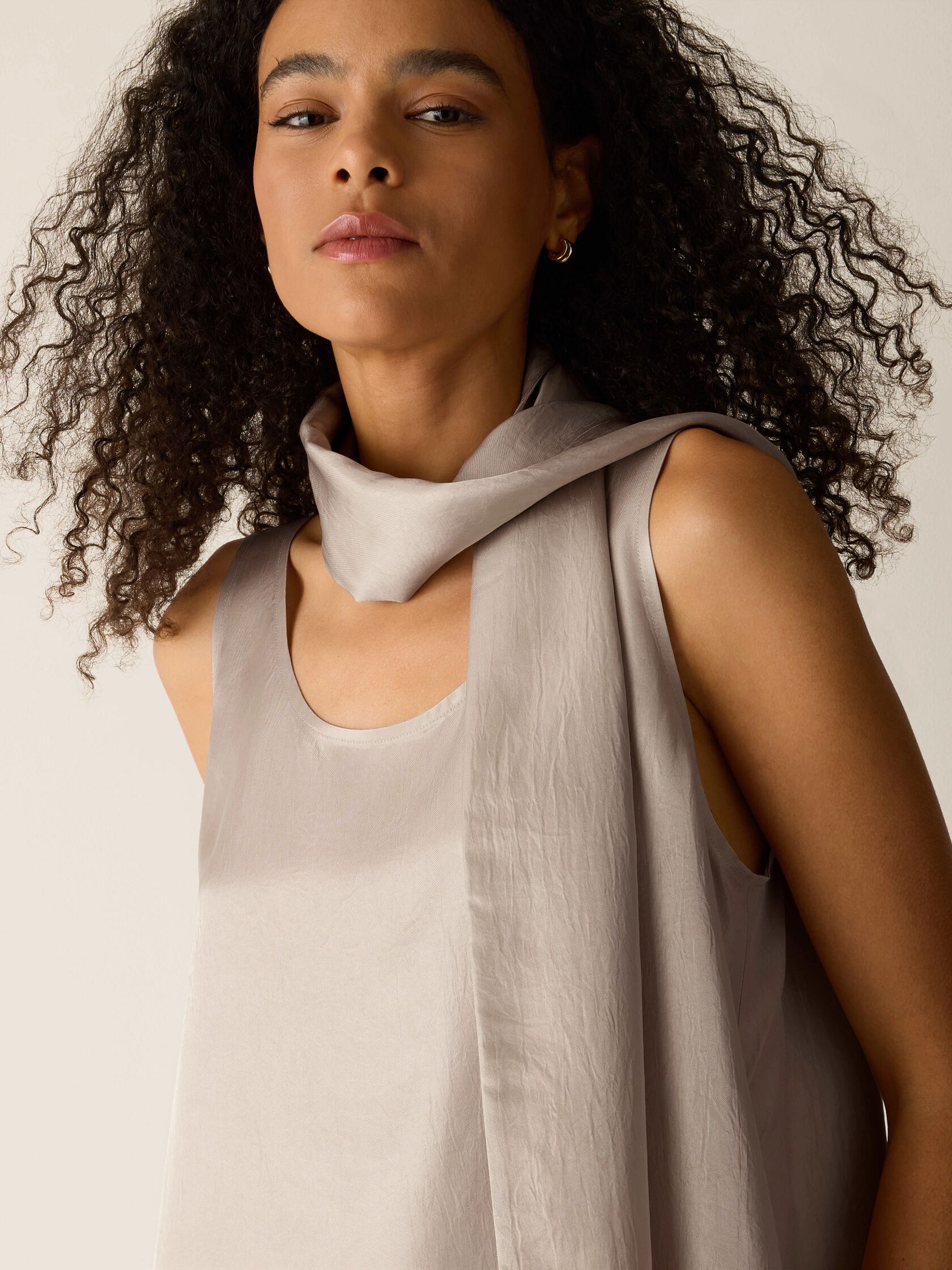 Lightweight Satin Shimmer Double Tie Scarf