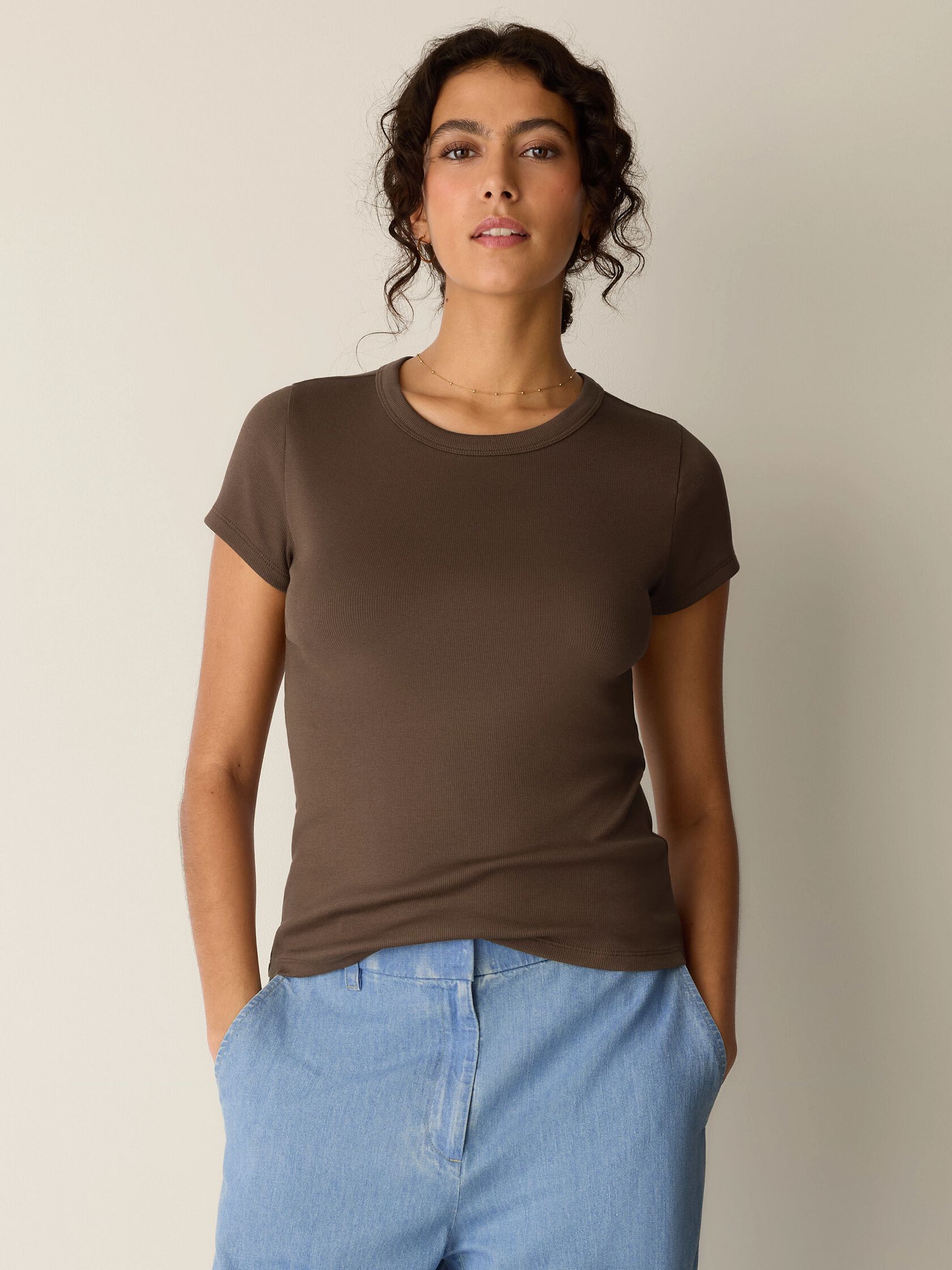 Organic Cotton Stretch Rib Crew Neck Tee
