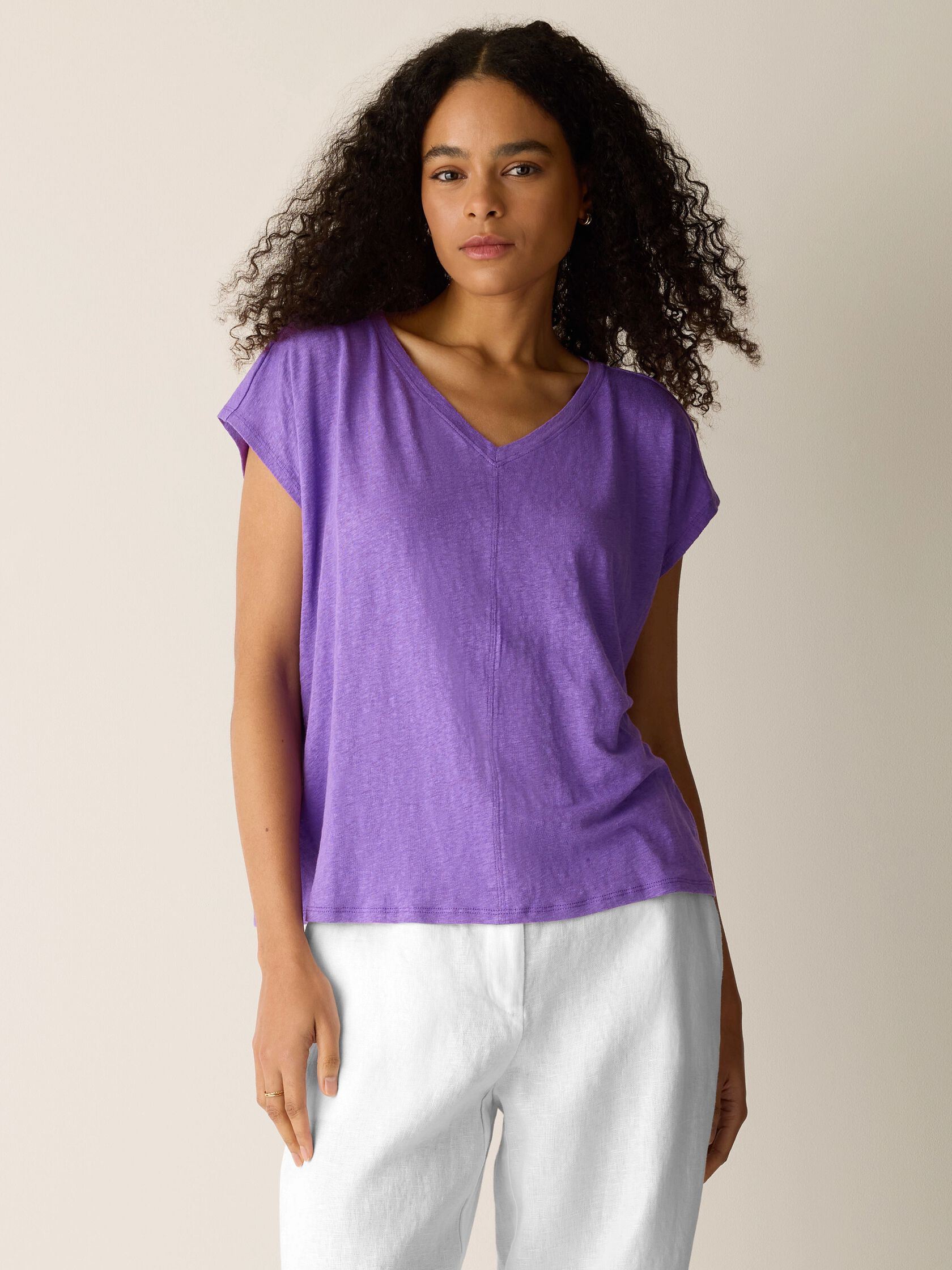 Organic Linen Jersey V-Neck Tee