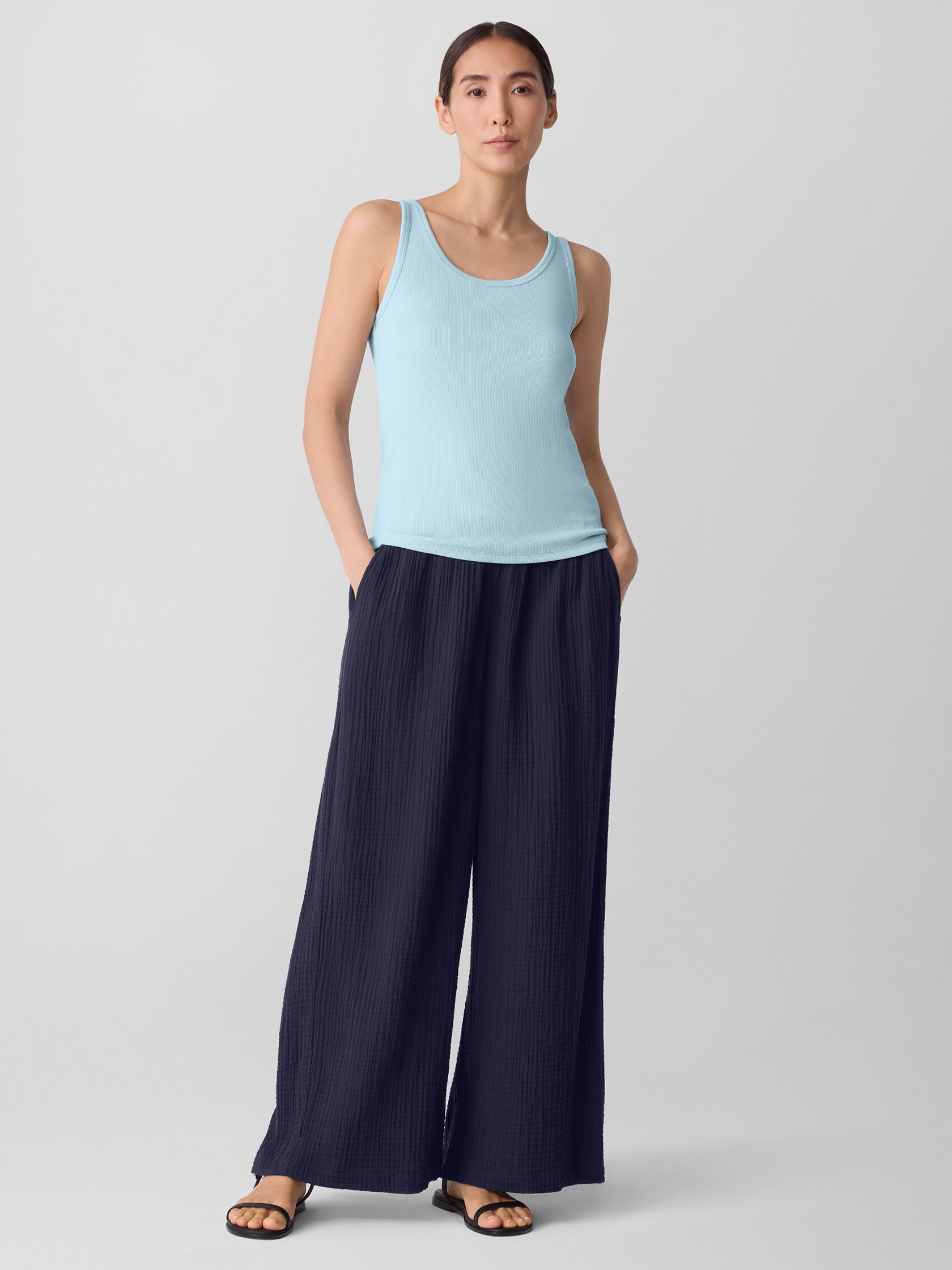 Organic Cotton Stretch Rib Scoop Neck Tank