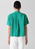 Washed Organic Linen Délavé Band Collar Shirt