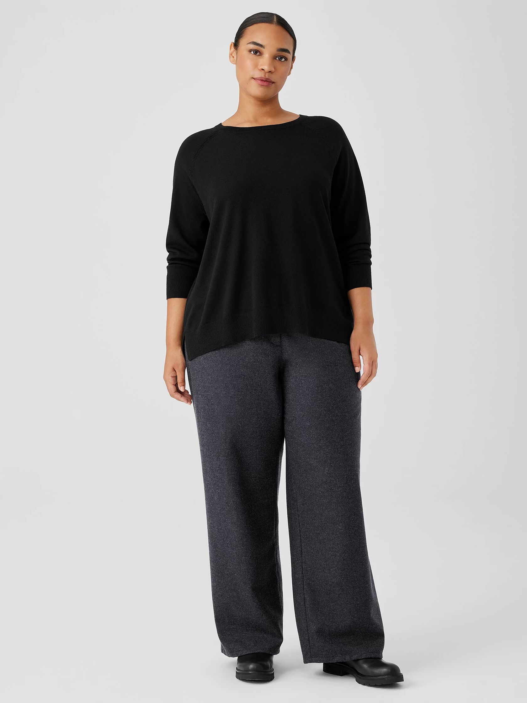 Fine Merino Jersey Crew Neck Top in Regenerative Wool