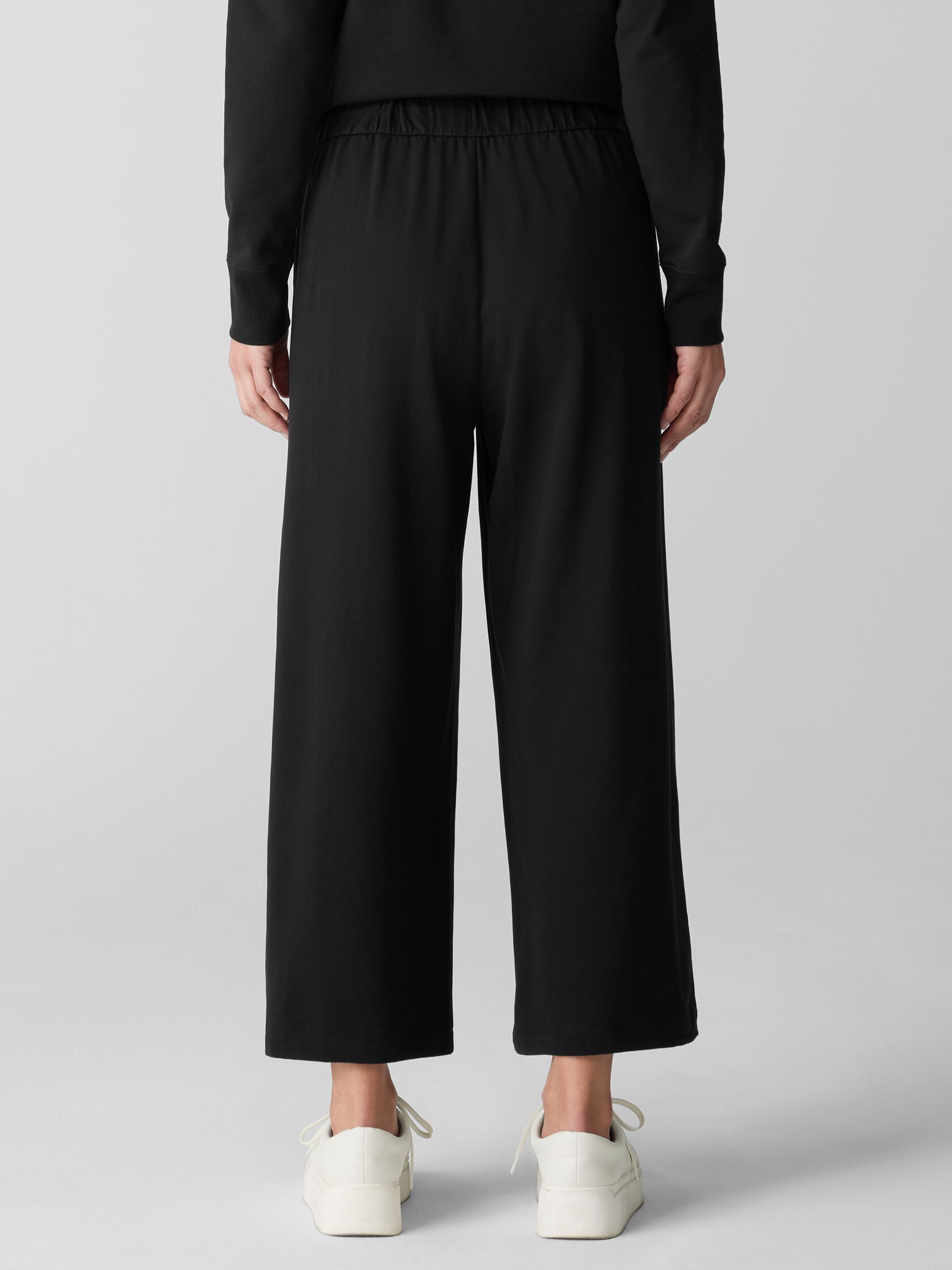 Pima Cotton Stretch Jersey Wide-Leg Pant