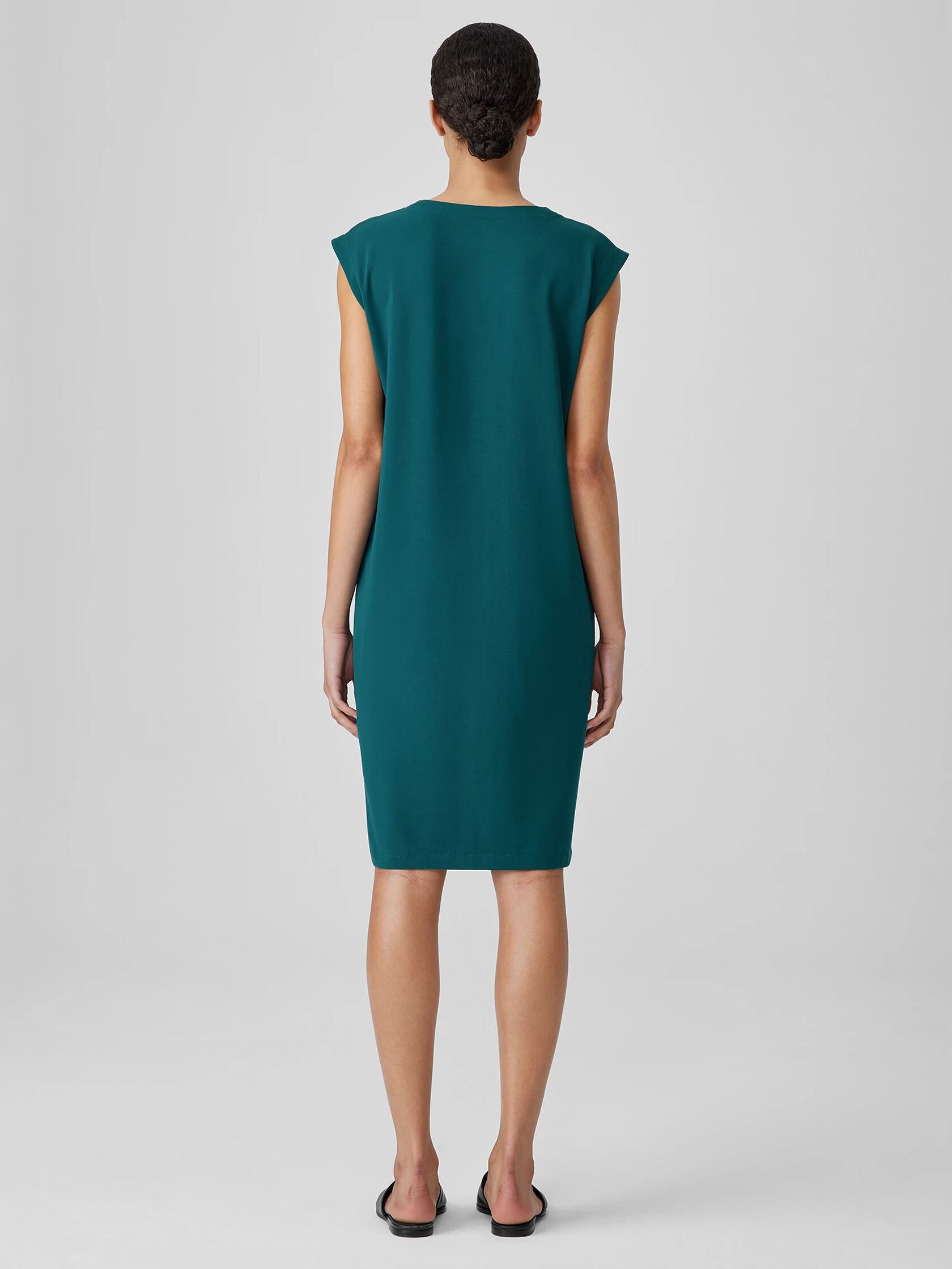 Pima Cotton Stretch Jersey Round Neck Dress