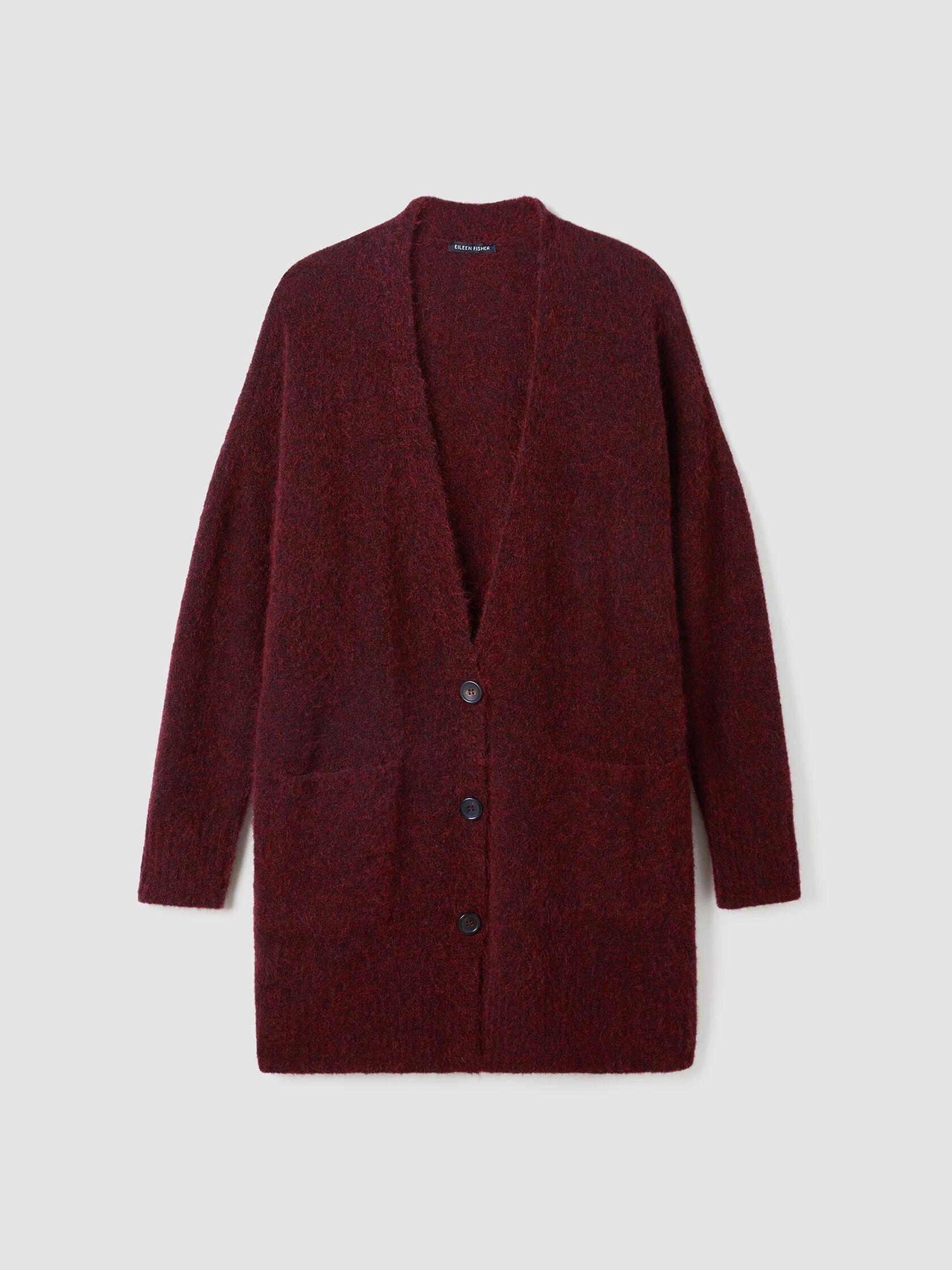 Mohair Plush Mélange V-Neck Cardigan