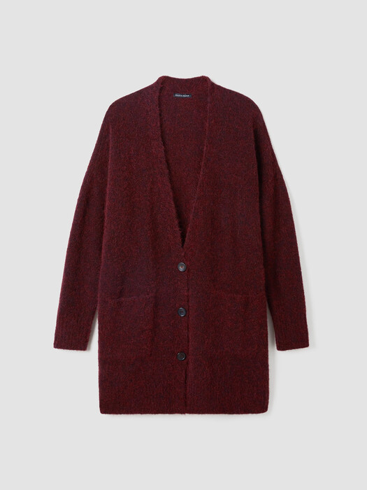 Mohair Plush Mélange V-Neck Cardigan