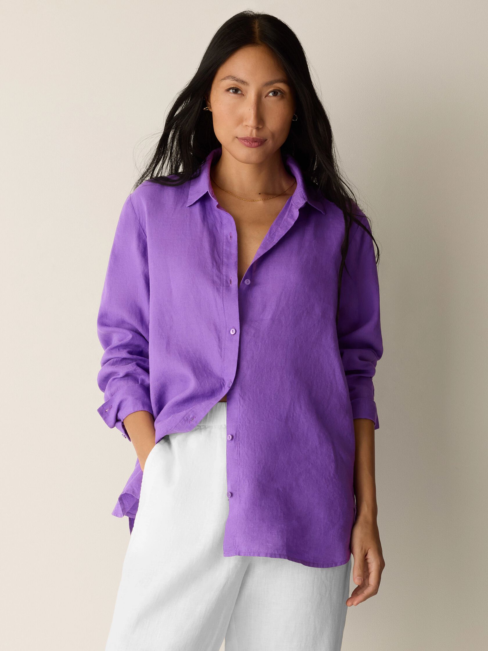 Organic Handkerchief Linen Classic Collar Shirt