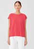 Organic Linen Jersey Shirred-Back Top