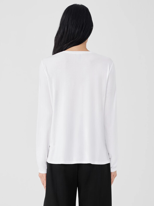 Stretch Jersey Knit Crew Neck Top