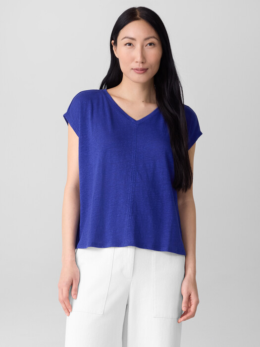Organic Linen Jersey V-Neck Tee