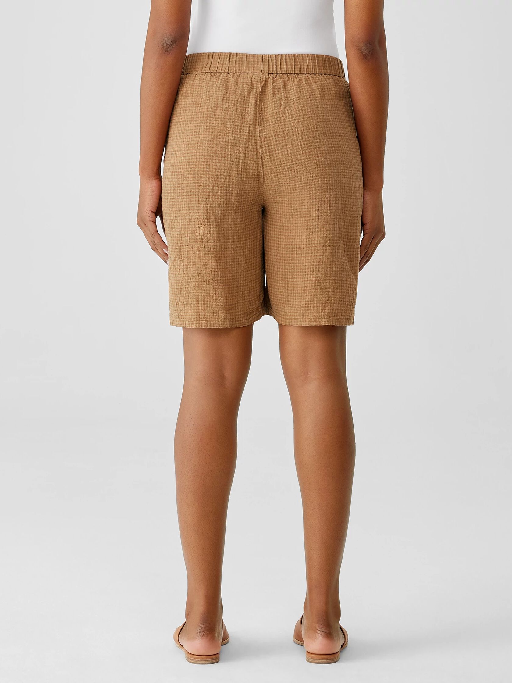 Puckered Organic Linen Shorts