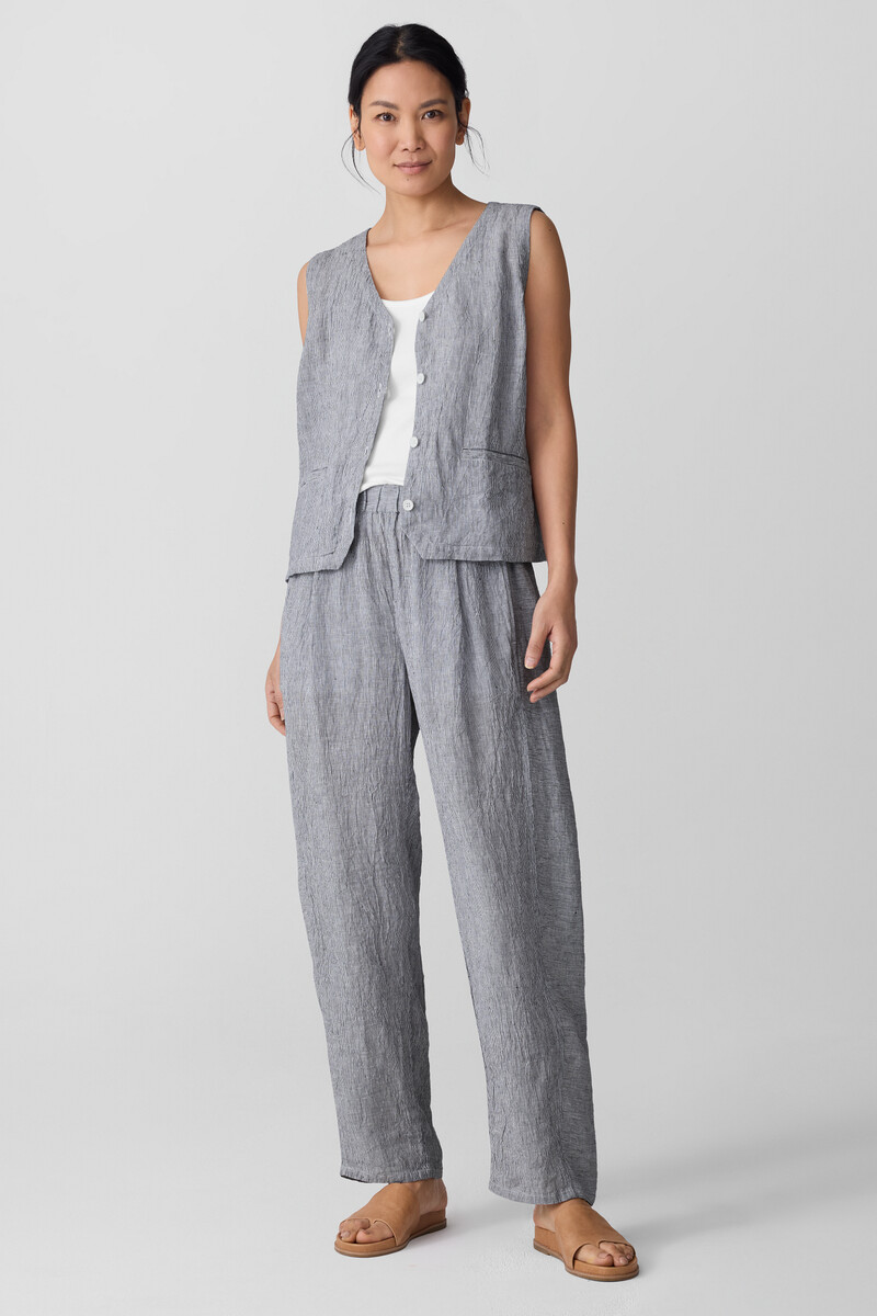 Puckered Organic Linen Stripe Lantern Pant Puckered Organic Linen Stripe Lantern Pant