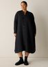 Wool Cotton Check Band Collar Shirtdress