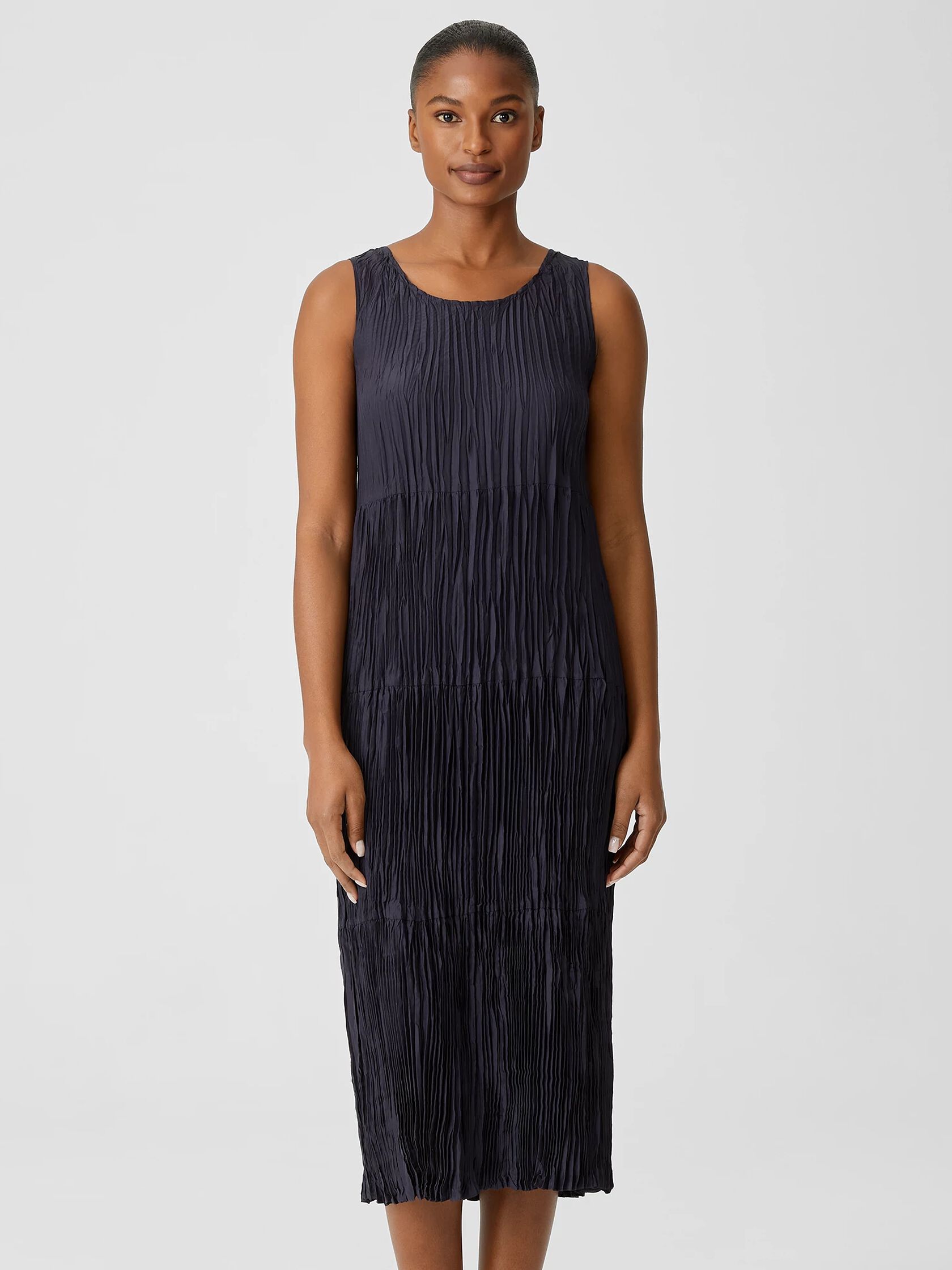 Crushed Silk Tiered Dress