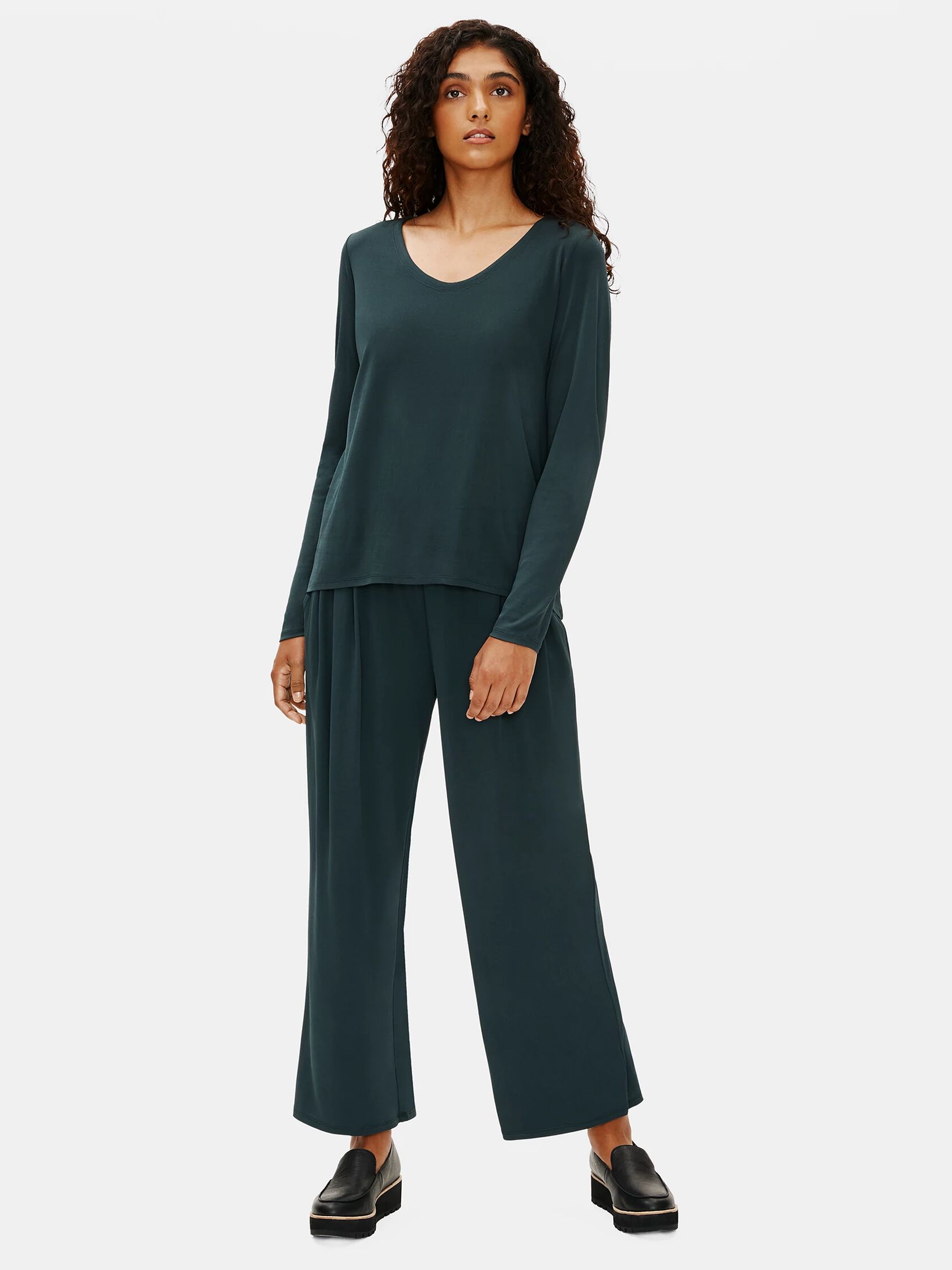 Stretch Silk Jersey V-Neck Tee